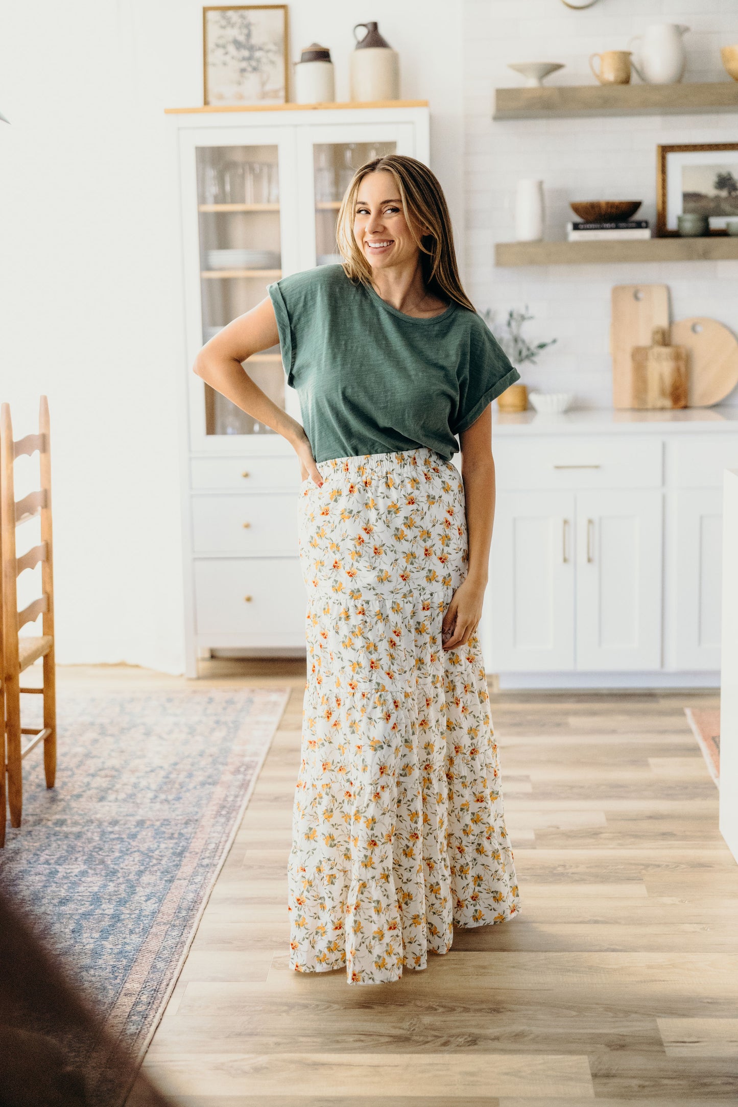 CIRCULAR SKIRT IN PEACH NECTARINE