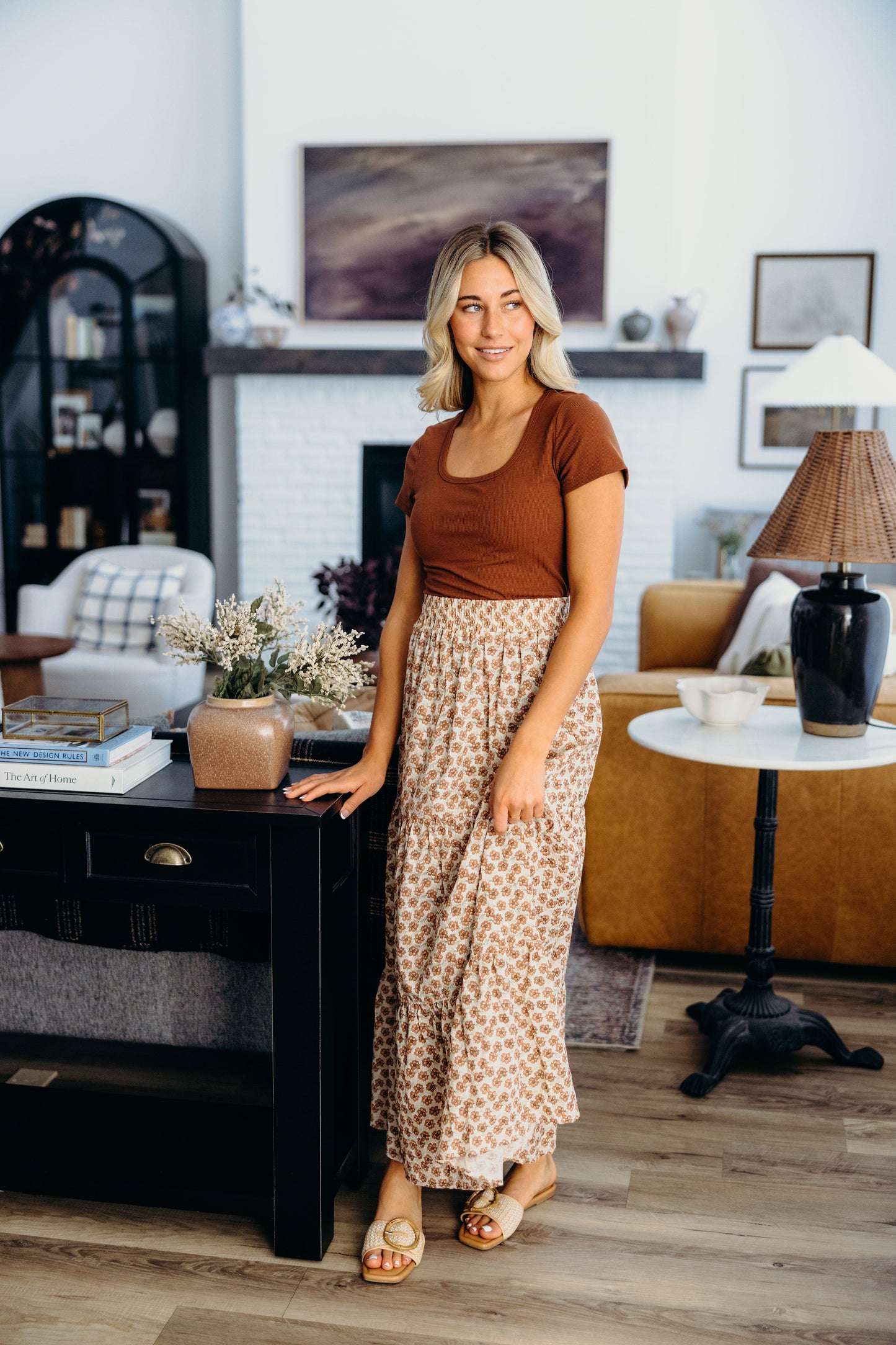 COTTON BOHO SKIRT IN RUSTIC TERRA