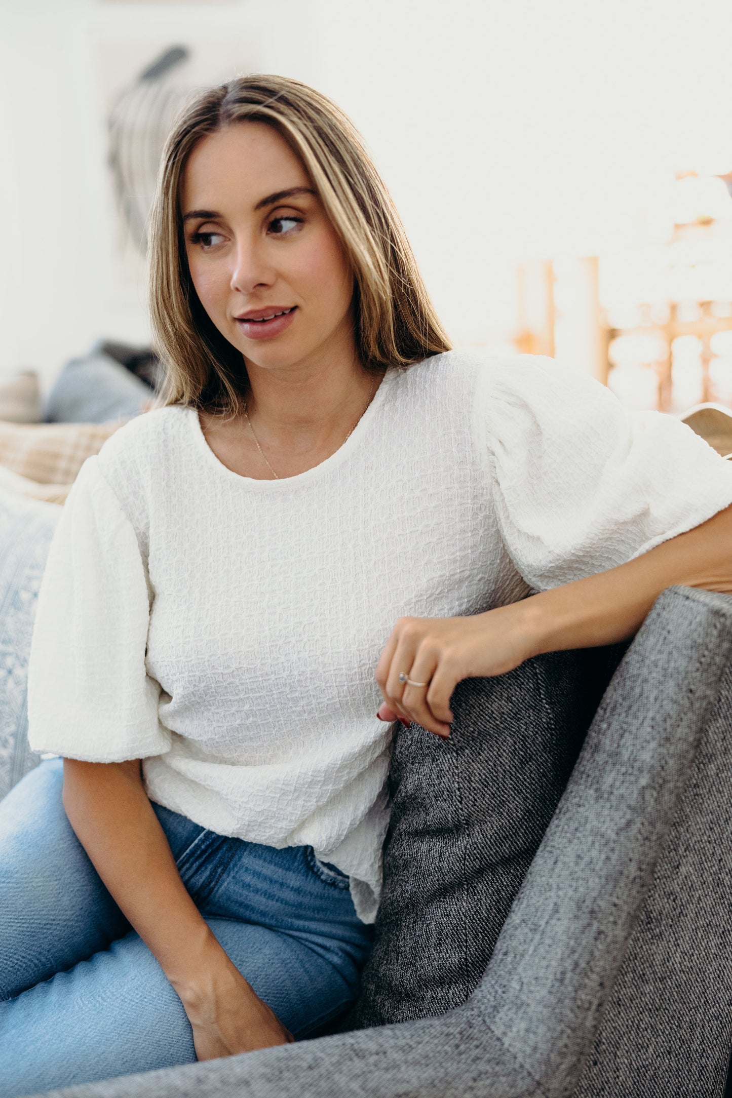 PUFF SLEEVE TOP IN BUTTERCREAM