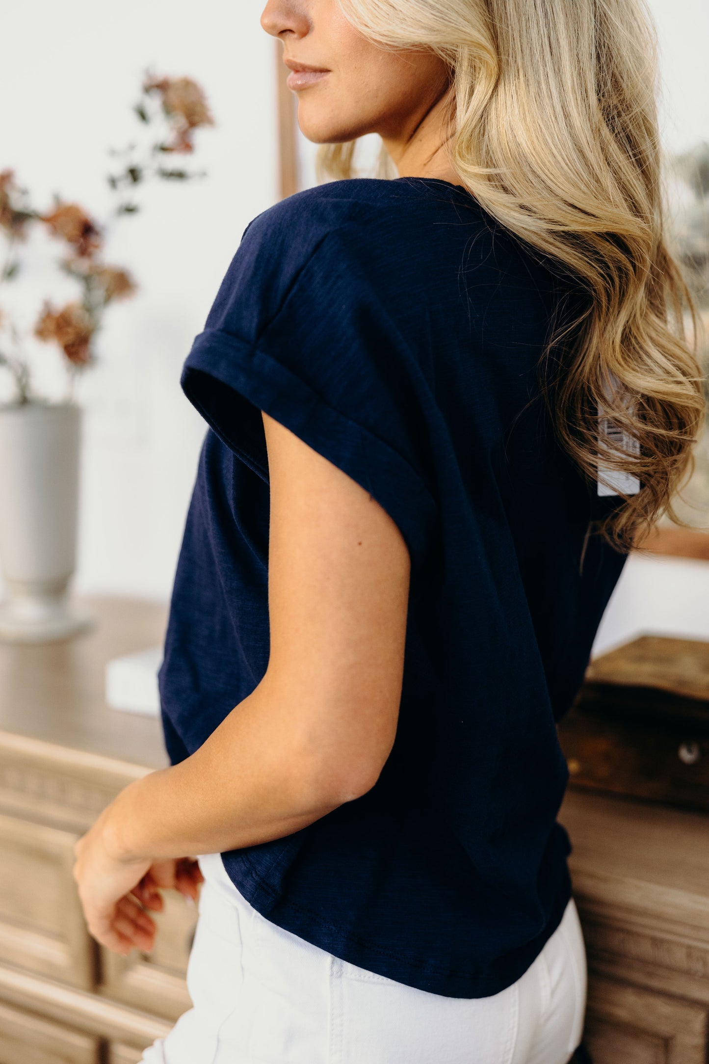 SLUB TEE IN NAVY