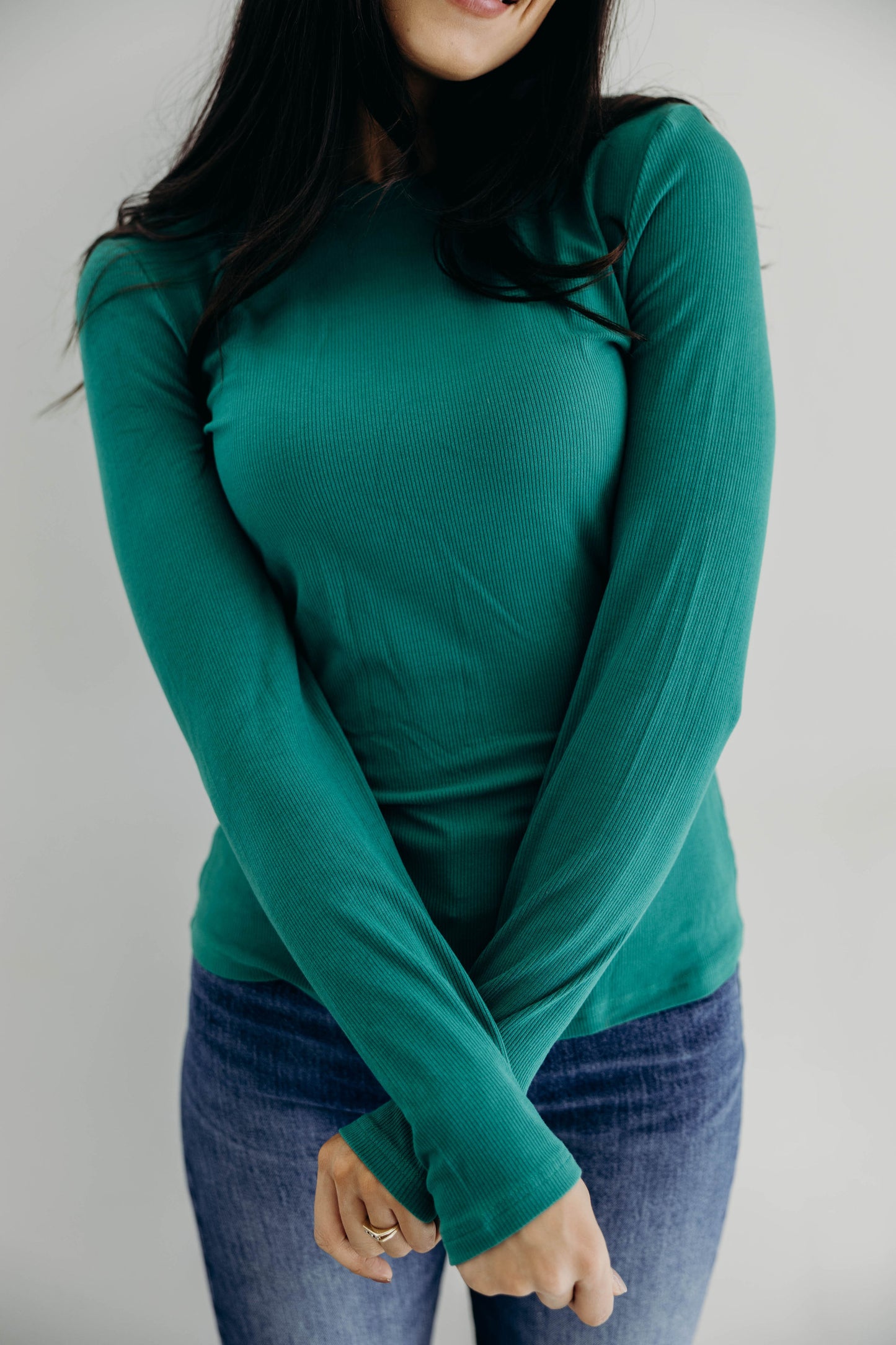 HIGH NECK LONG SLEEVE TEE IN LUSH MEADOW