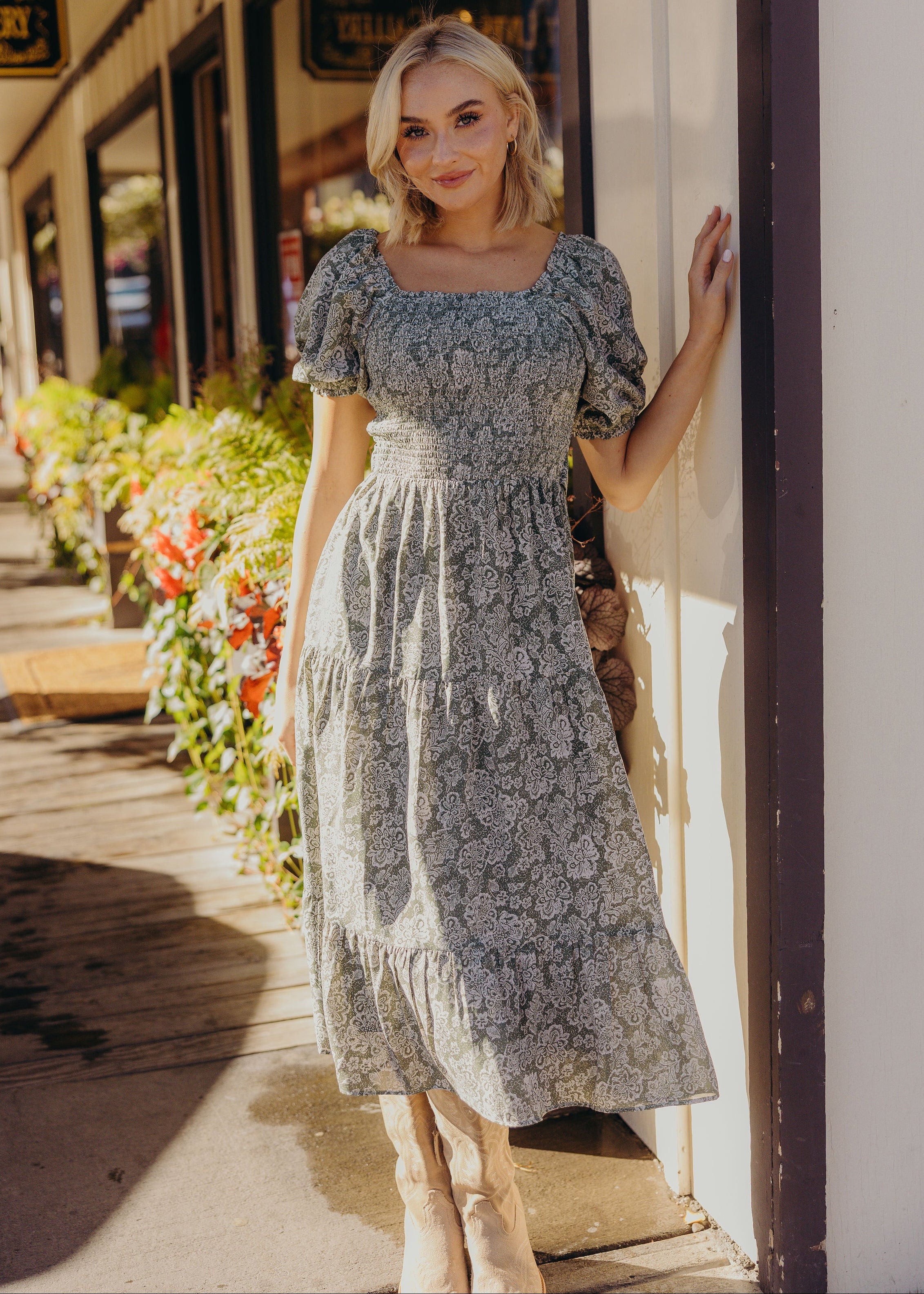 midi modest dresses for Fall XL Clio Peppiatt | Leo embellishment:PEARL neckline offers beautiful modest Size:3m