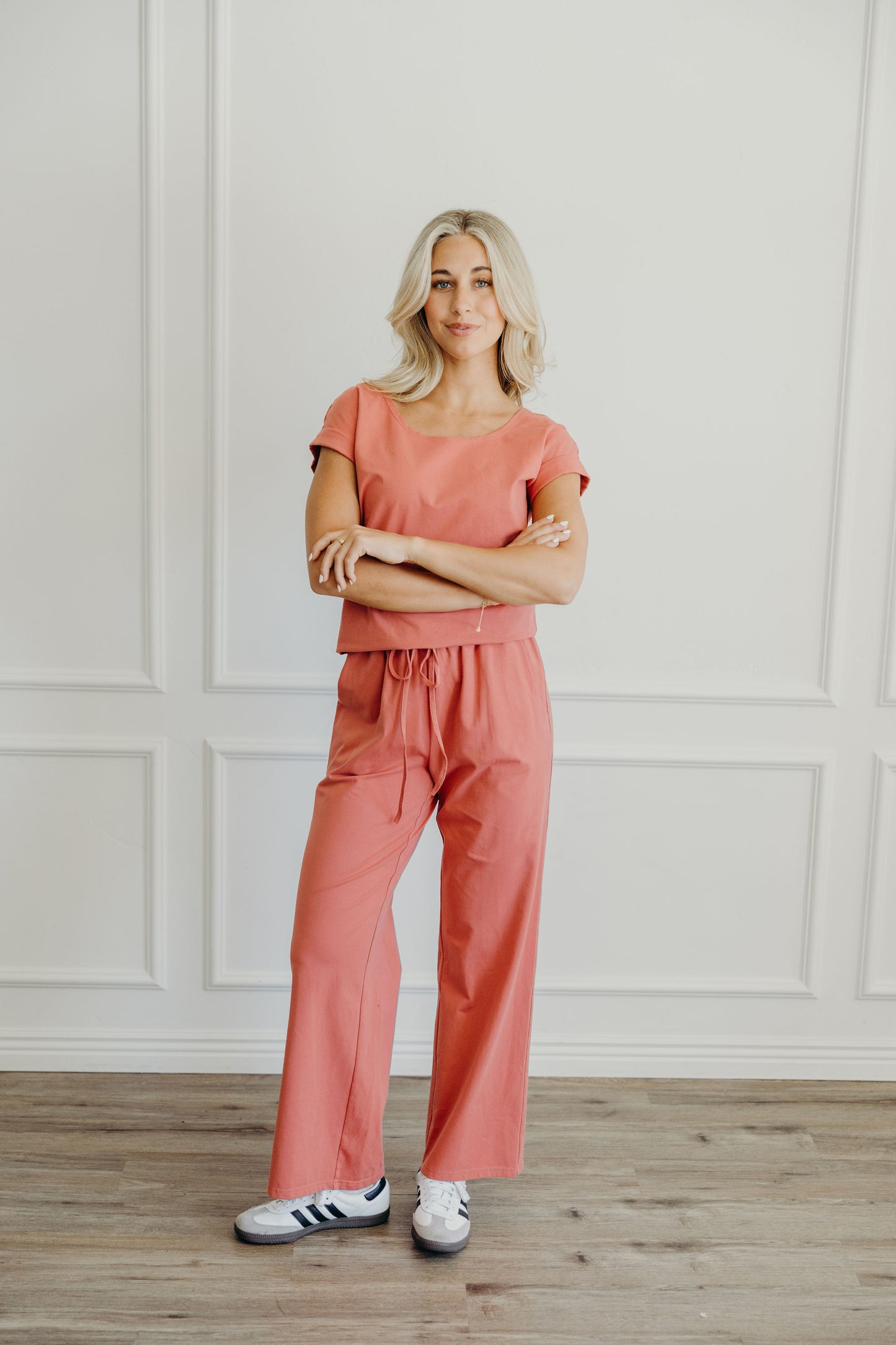 WIDE LEG LOUNGE PANTS IN WATERMELON