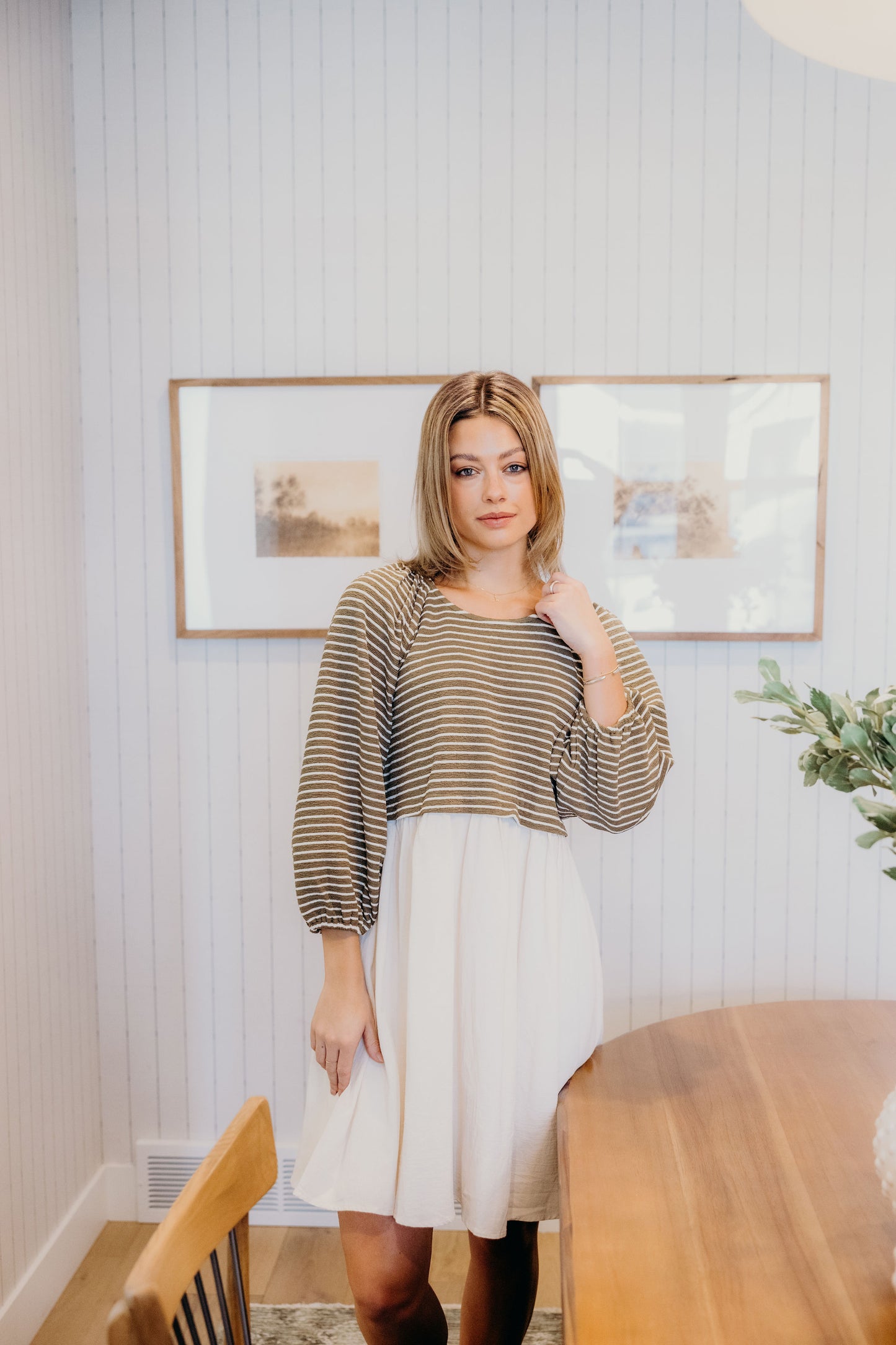 THE DAWN IN OLIVE STRIPED