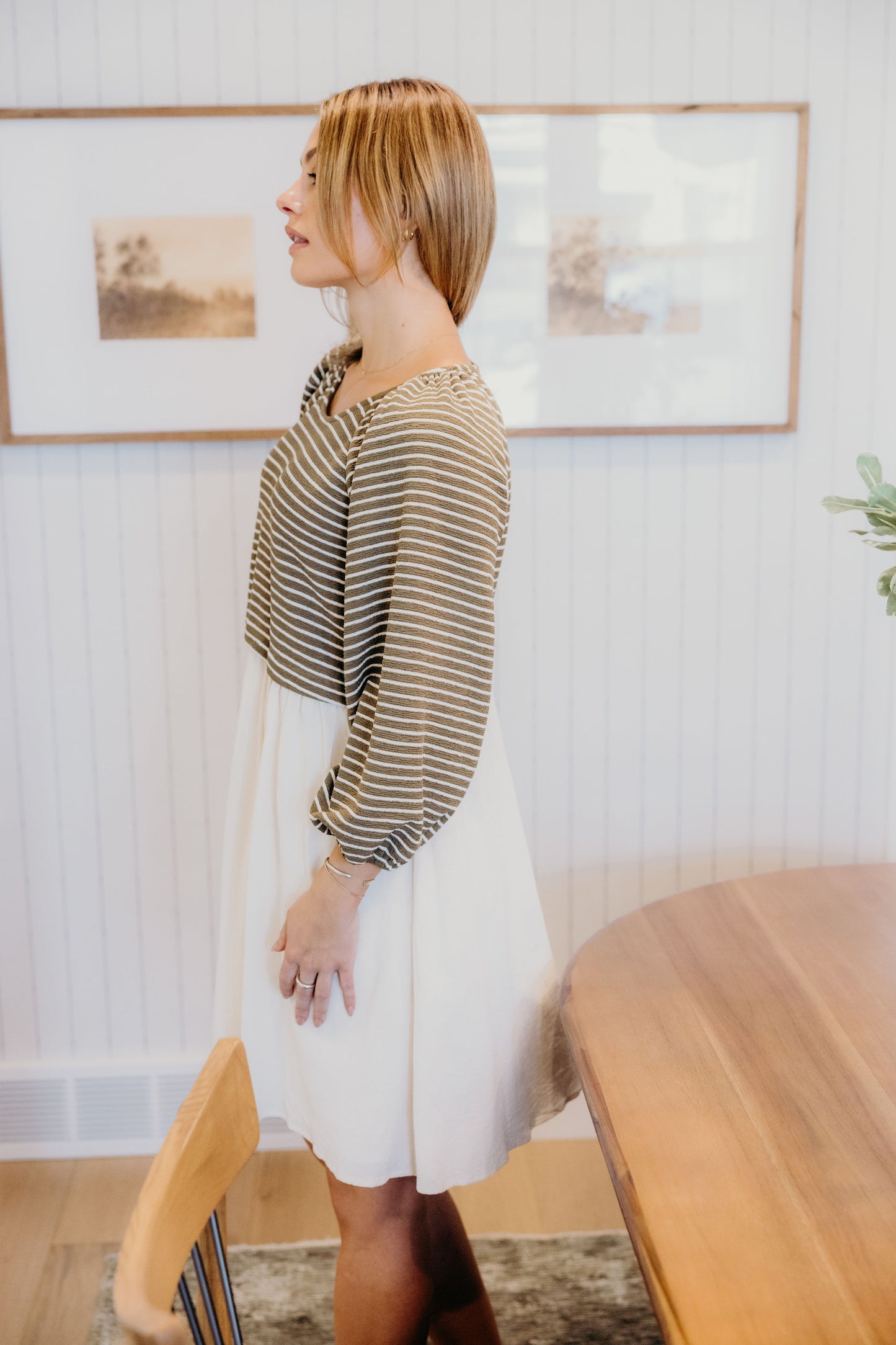 THE DAWN IN OLIVE STRIPED
