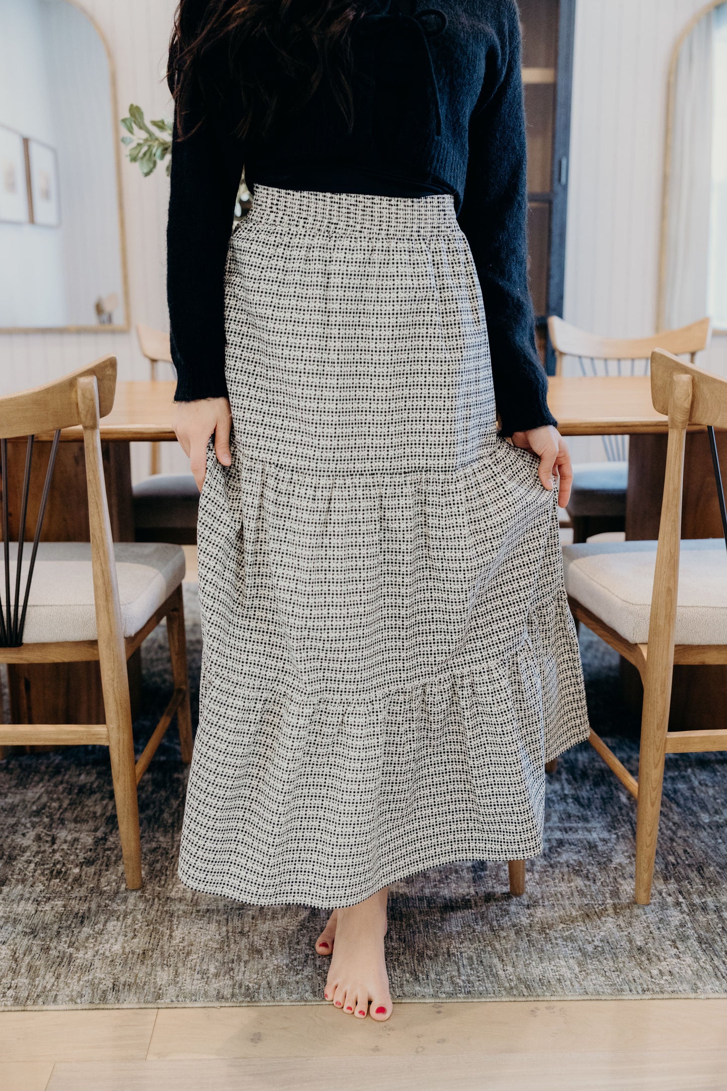 TIERED MAXI SKIRT IN PICNIC FLORALS