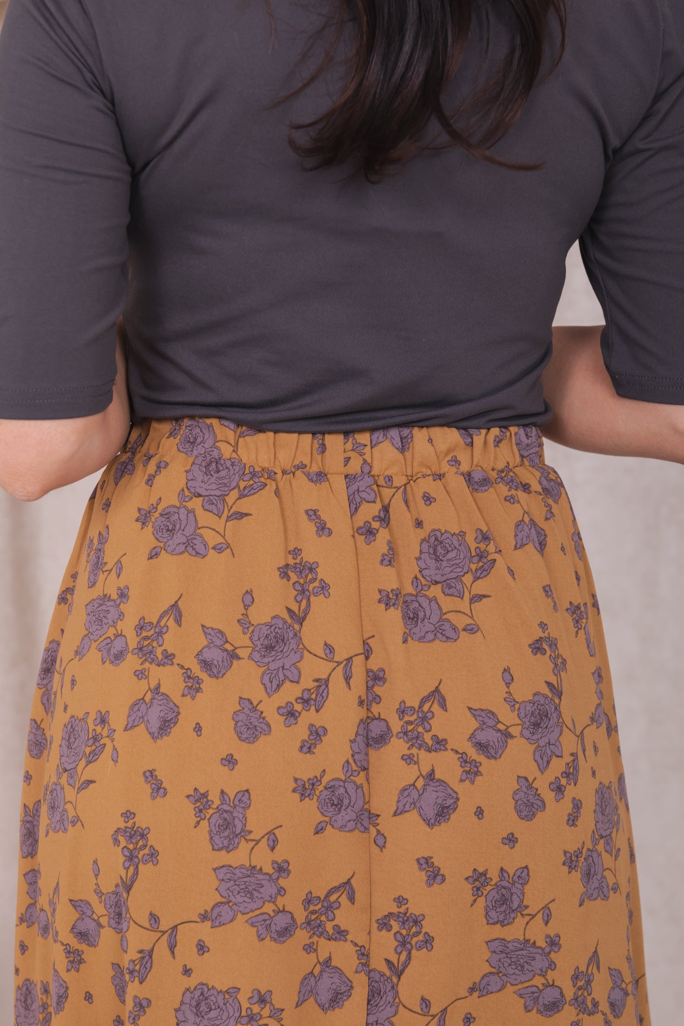 MAXI SKIRT IN GOLD COMBO ROSES FINAL SALE