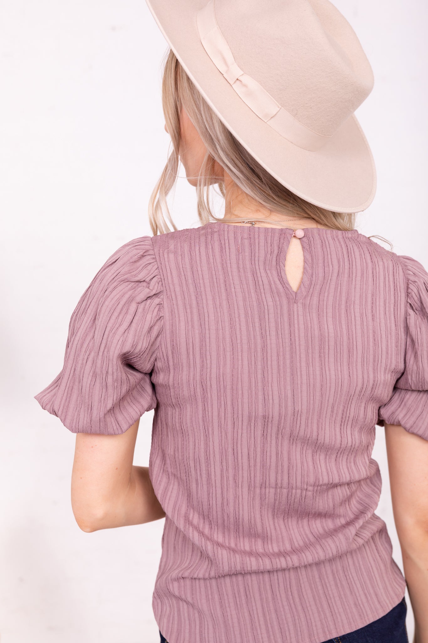 PUFF SLEEVE TOP IN MULBERRY FINAL SALE