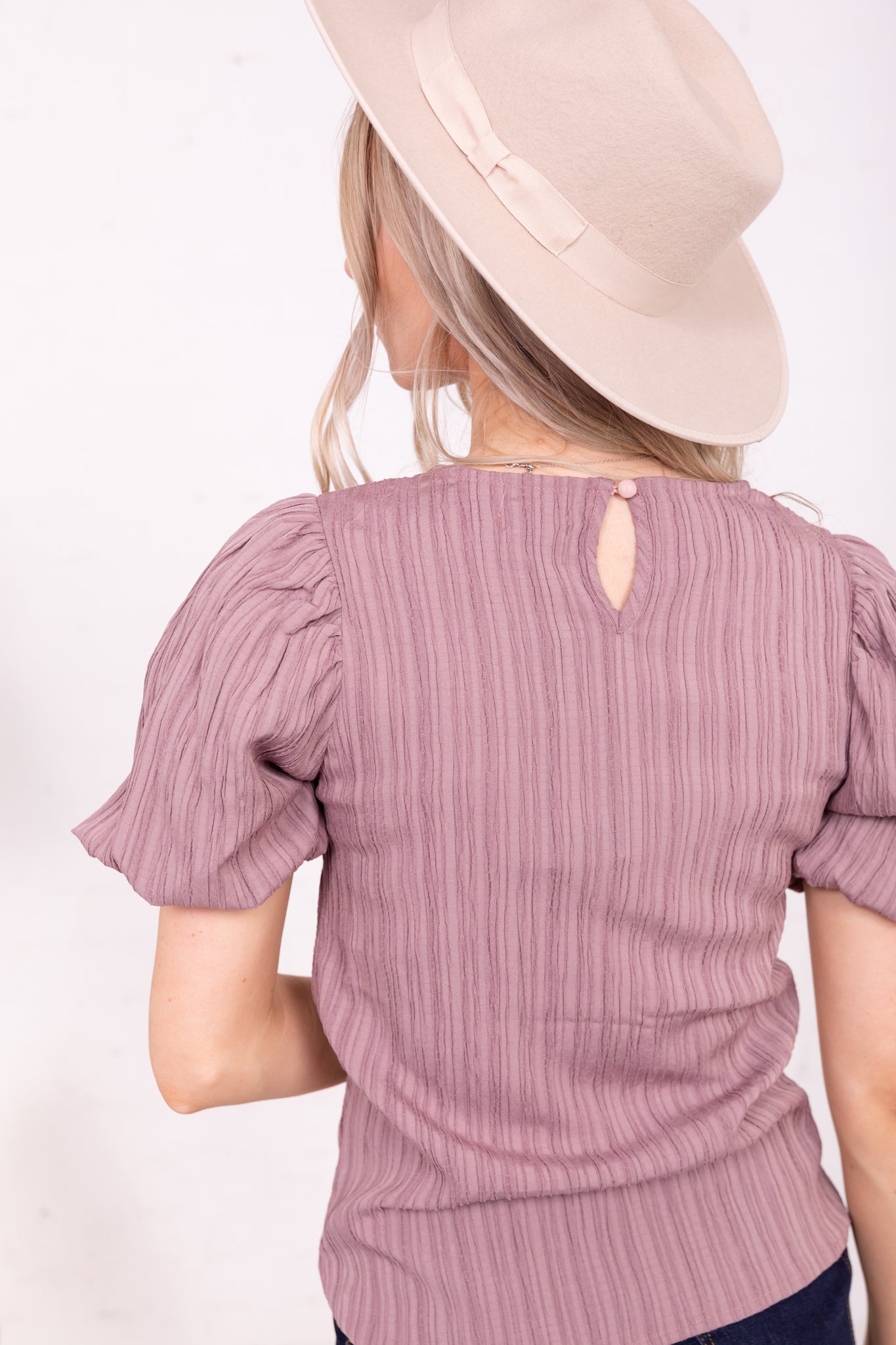 PUFF SLEEVE TOP IN MULBERRY