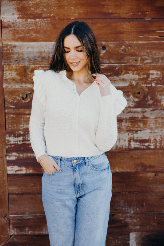 CROCHET CARDIGAN IN IVORY