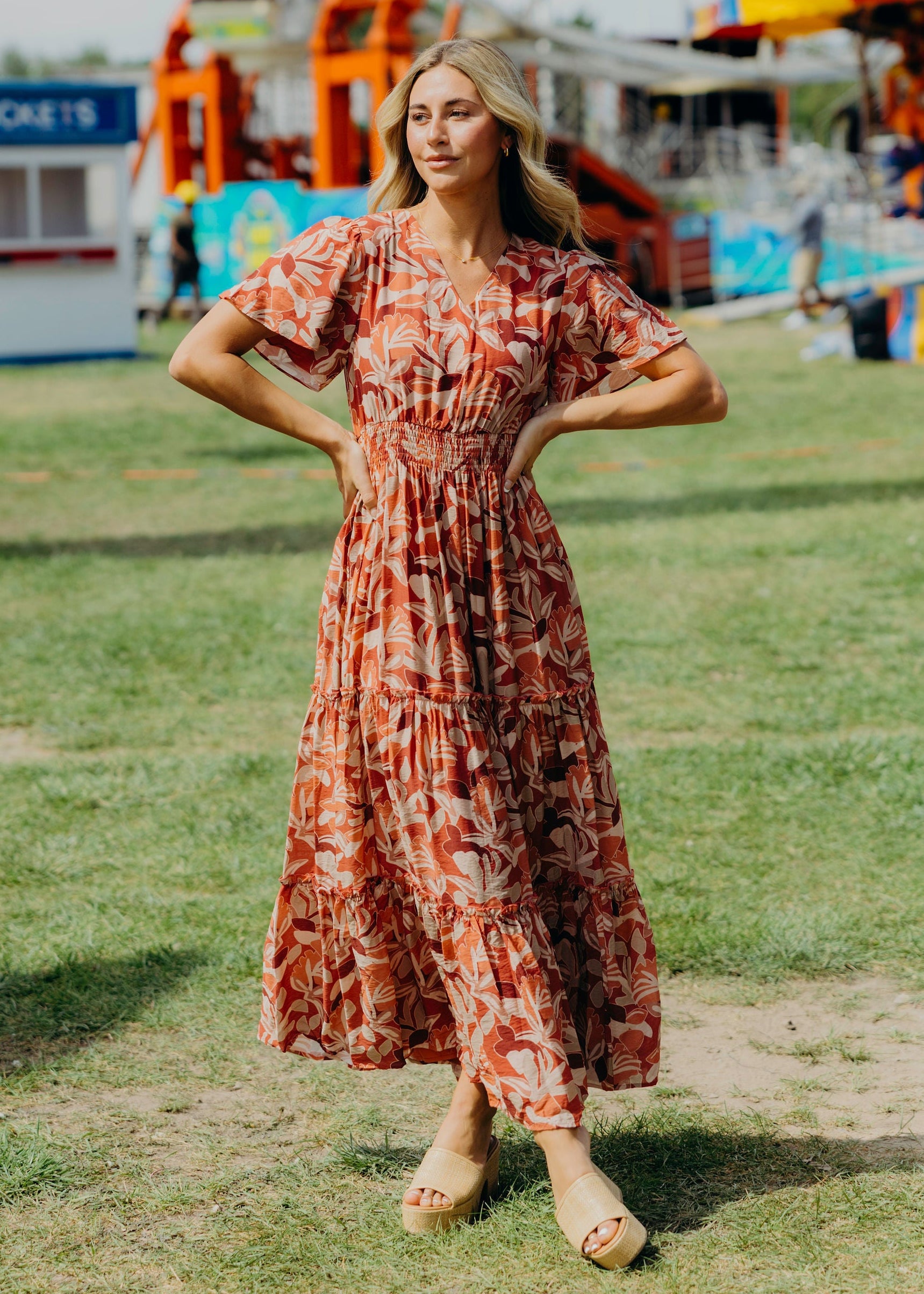 Women's Mikarose The Eden Midi Dress Medium Sunset Sangria