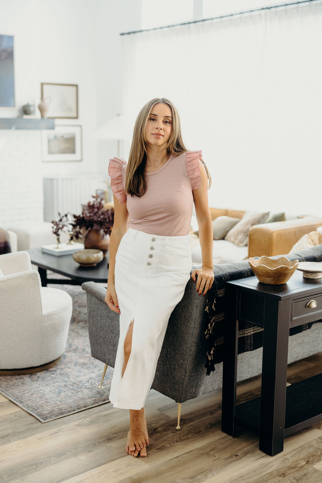 MAXI DENIM SKIRT IN WHITE