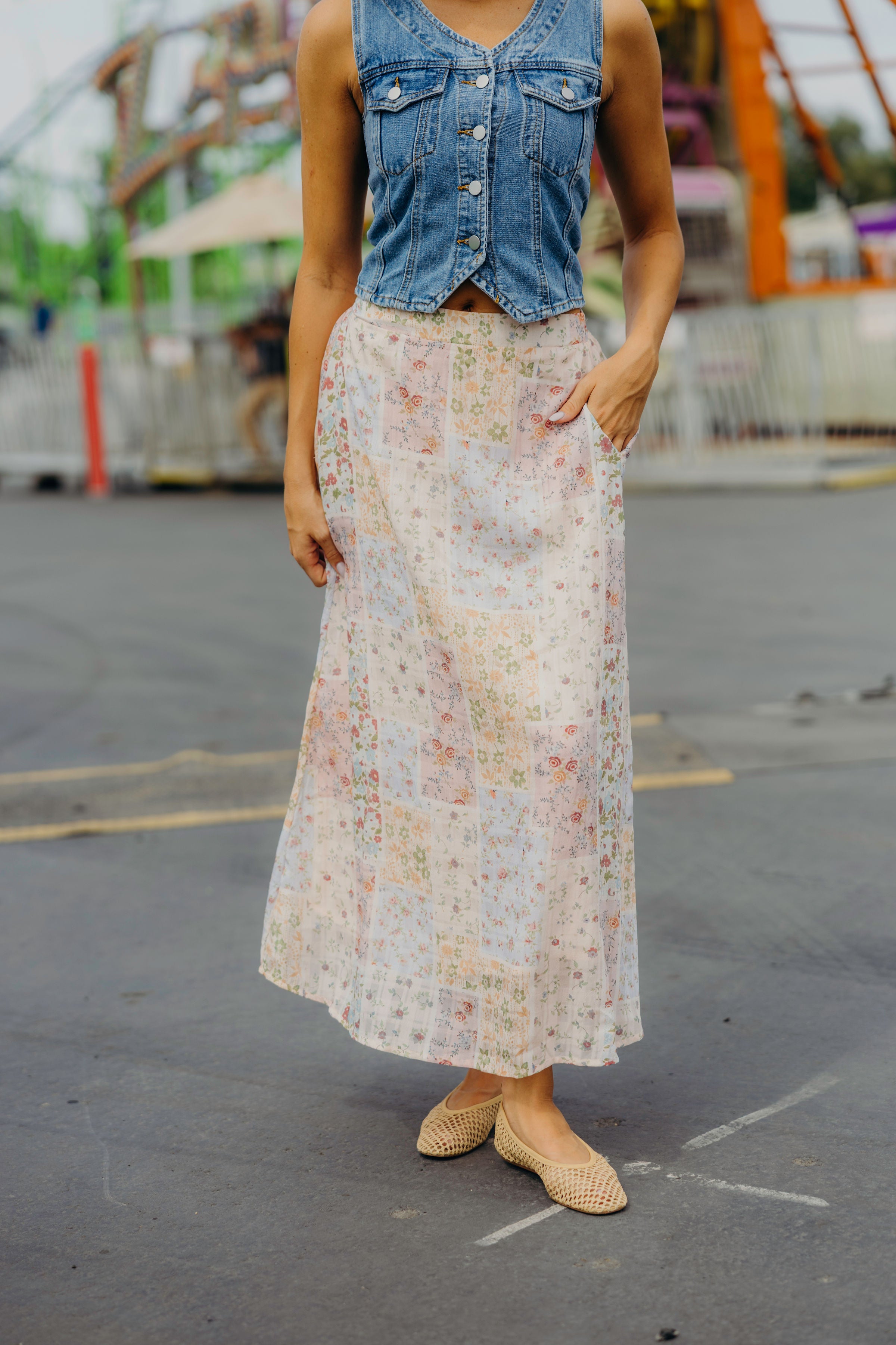 MAXI SLIP SKIRT IN KEEPSAKE