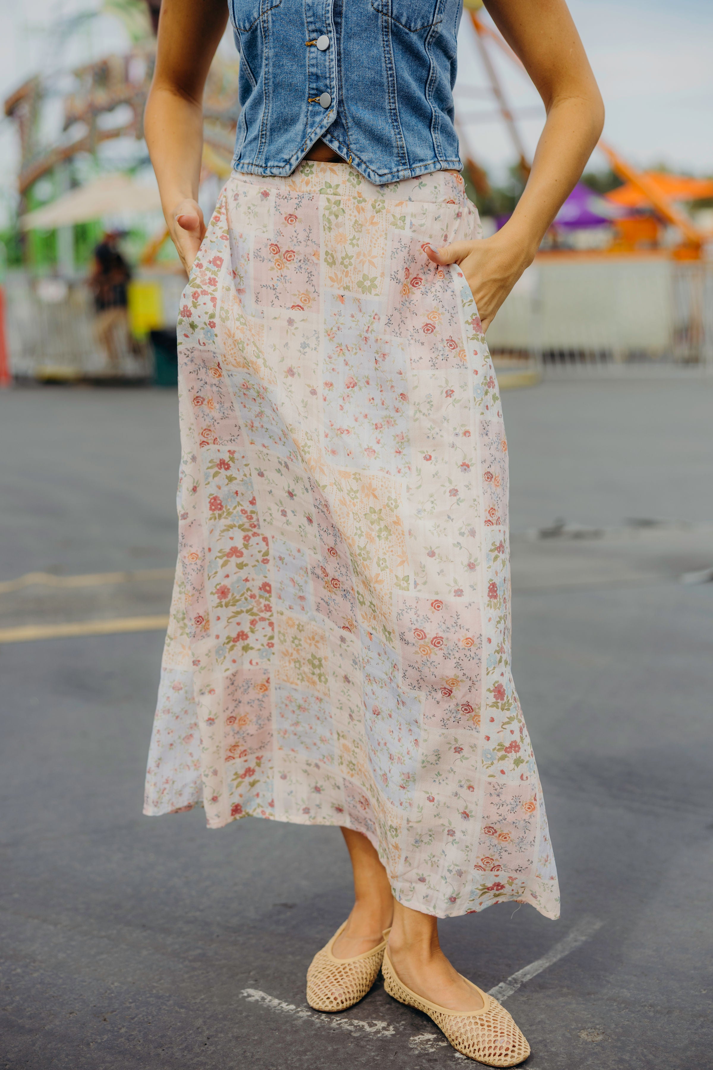 MAXI SLIP SKIRT IN KEEPSAKE