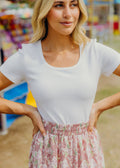 RIBBED SWEATER SCOOP TEE IN OFF WHITE