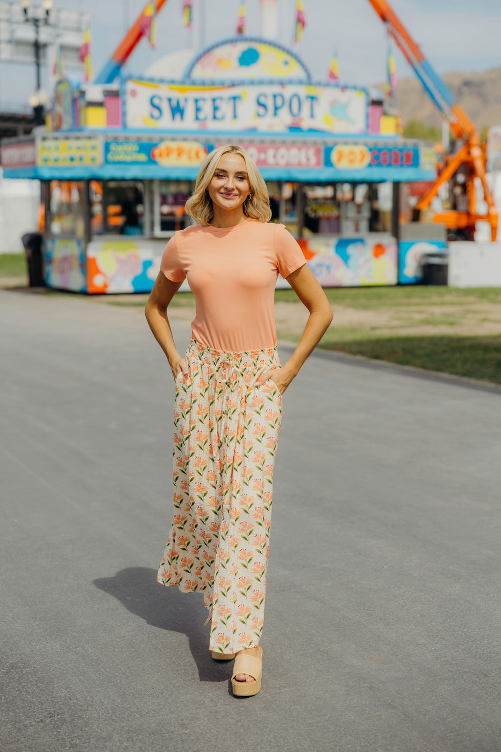 SHORT SLEEVE RIBBED TEE IN SUMMER SUNSET
