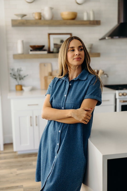 THE TIA IN DENIM TEXTURED STRIPE