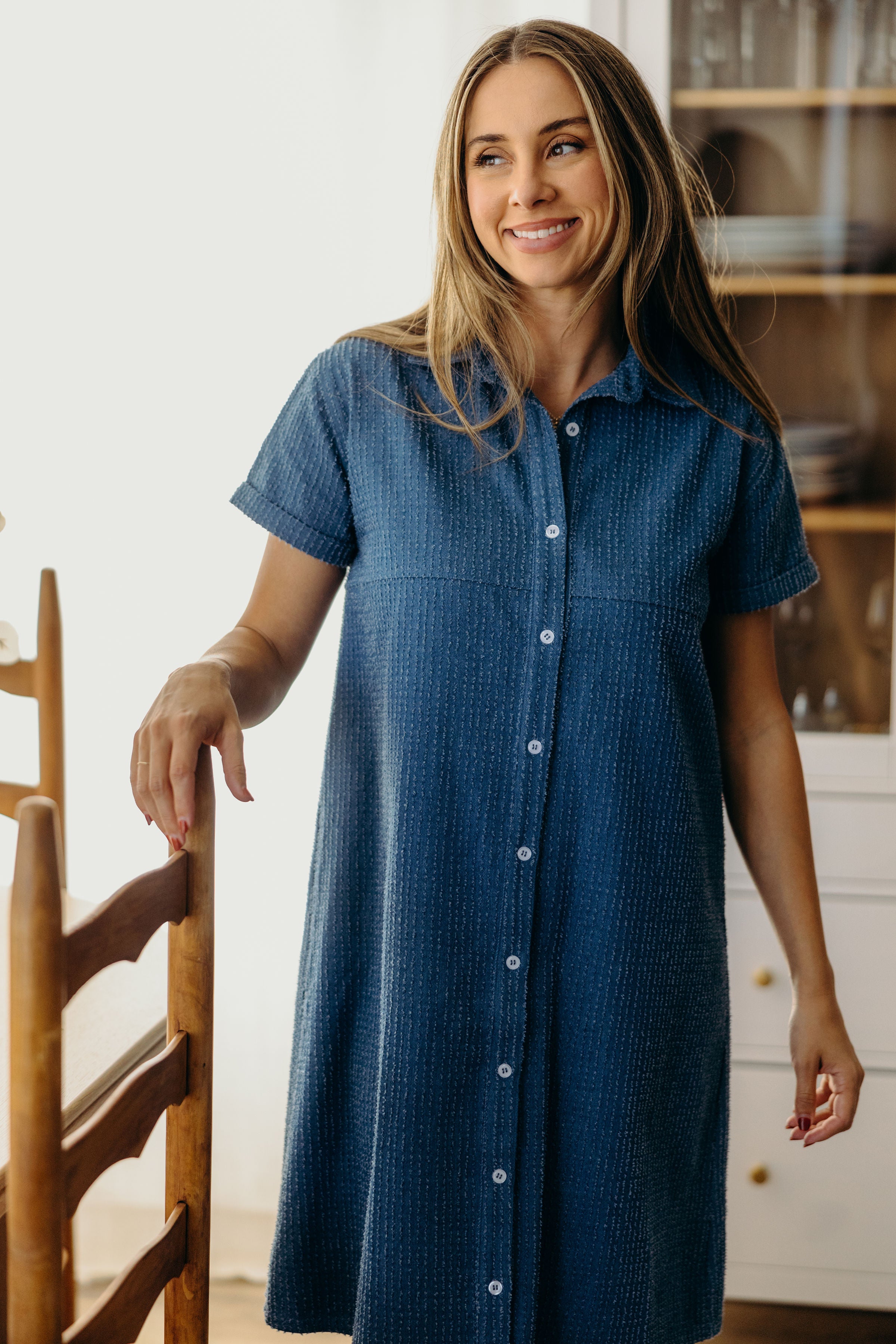 THE TIA IN DENIM TEXTURED STRIPE FINAL SALE