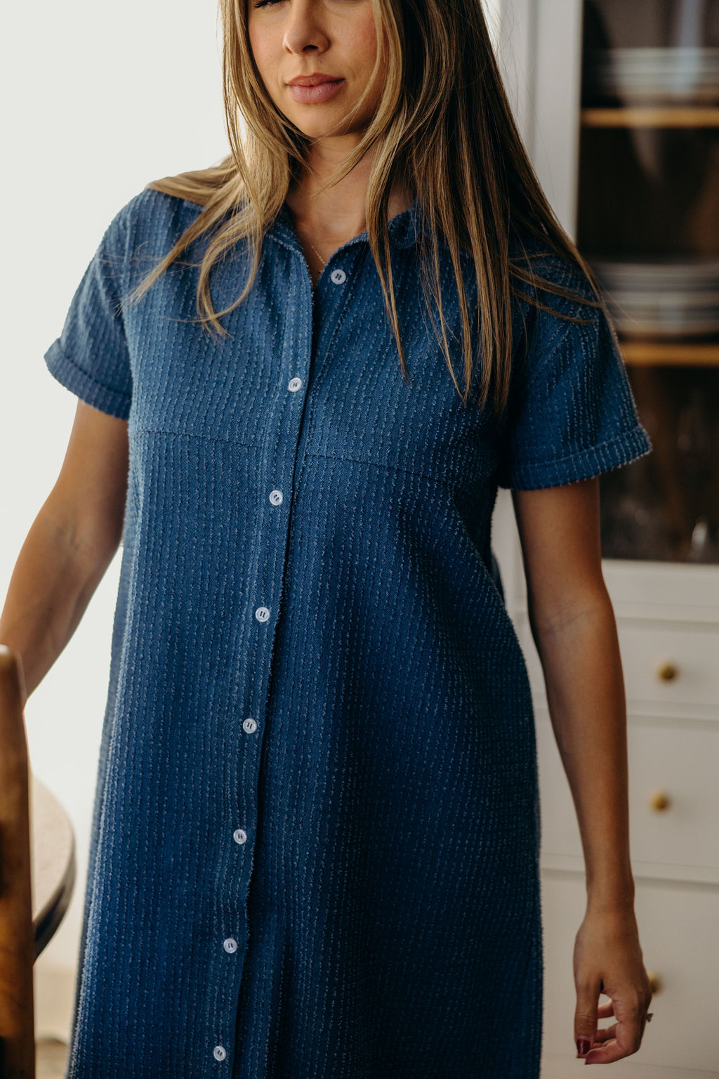 THE TIA IN DENIM TEXTURED STRIPE FINAL SALE