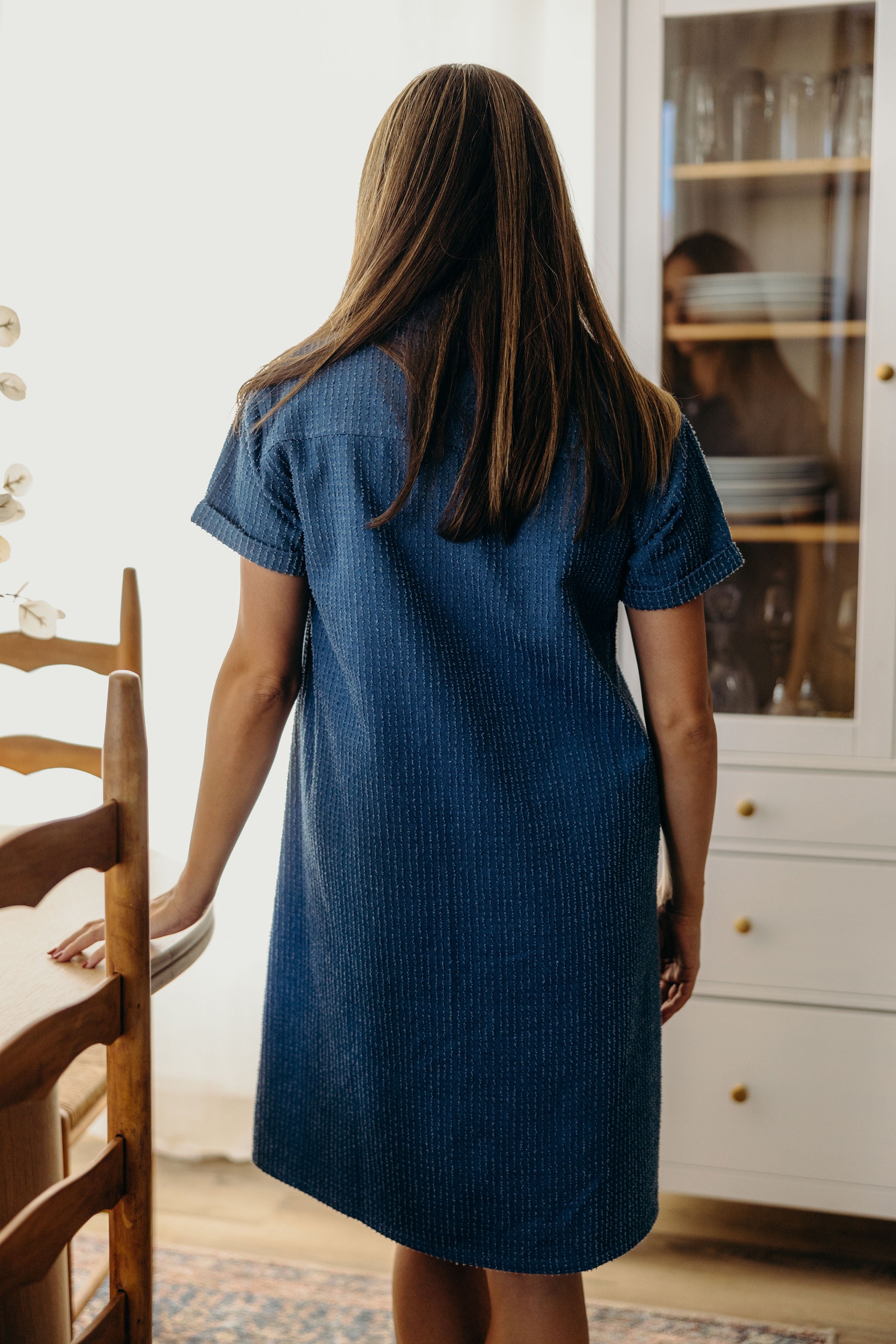 THE TIA IN DENIM TEXTURED STRIPE FINAL SALE