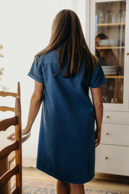 THE TIA IN DENIM TEXTURED STRIPE