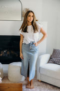 MAXI DENIM SKIRT IN FADED CLASSIC FINAL SALE