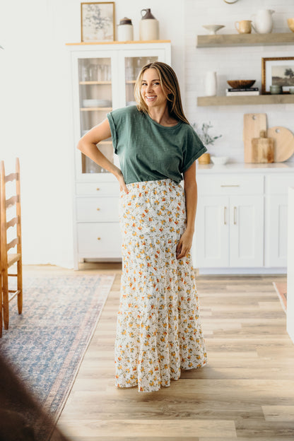 CIRCULAR SKIRT IN PEACH NECTARINE