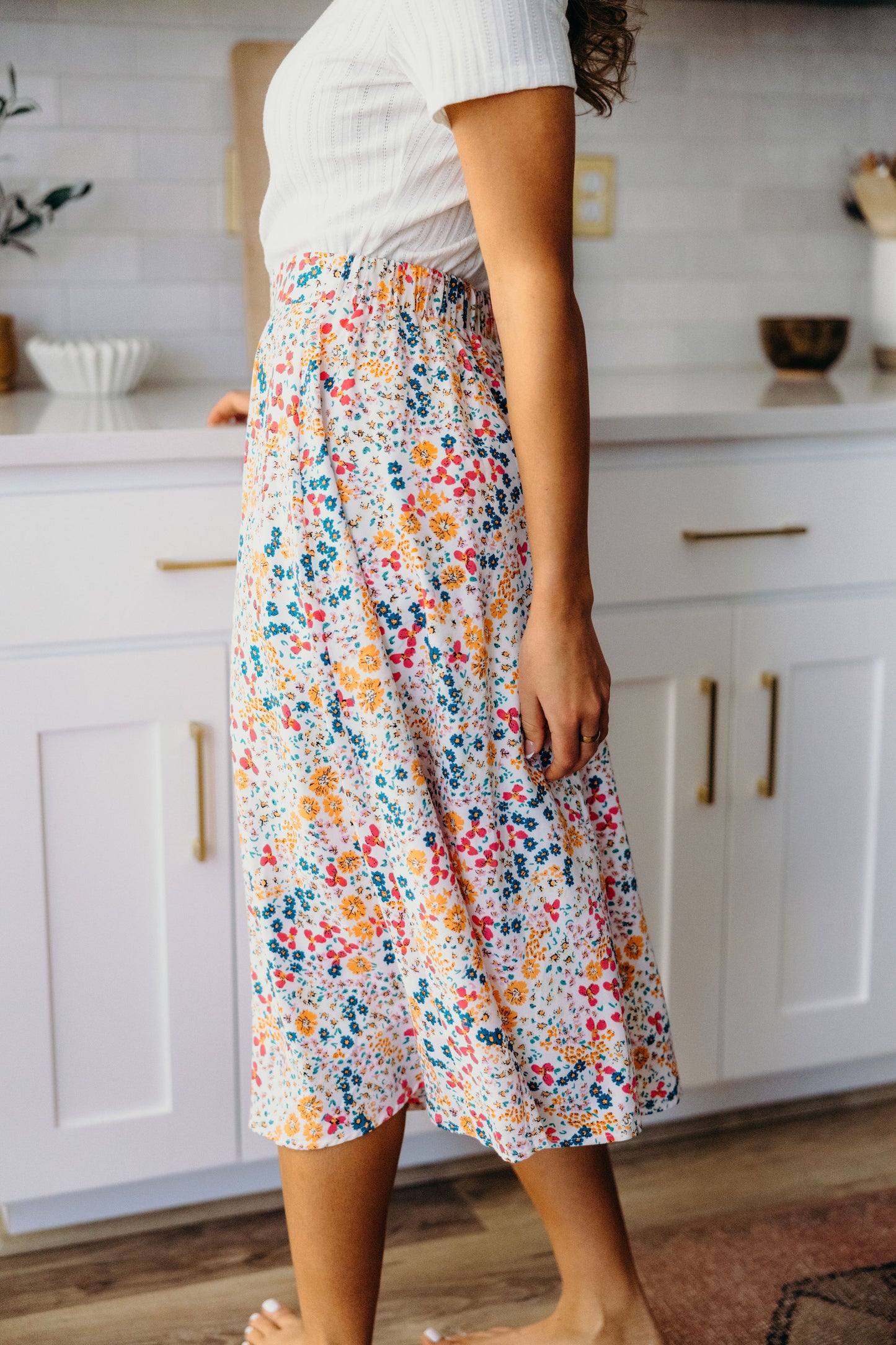 MAXI SLIP SKIRT IN CARNIVAL BOUQUET FINAL SALE