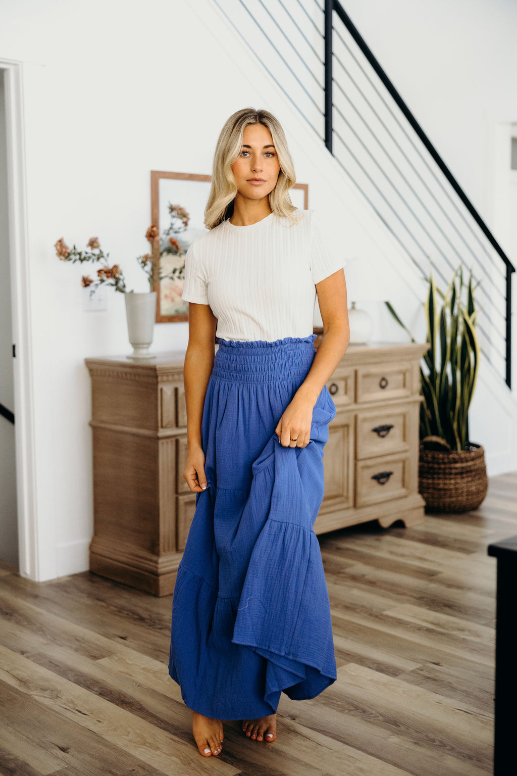GAUZE MAXI SKIRT IN COBALT BLUE FINAL SALE