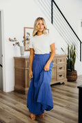 GAUZE MAXI SKIRT IN COBALT BLUE FINAL SALE