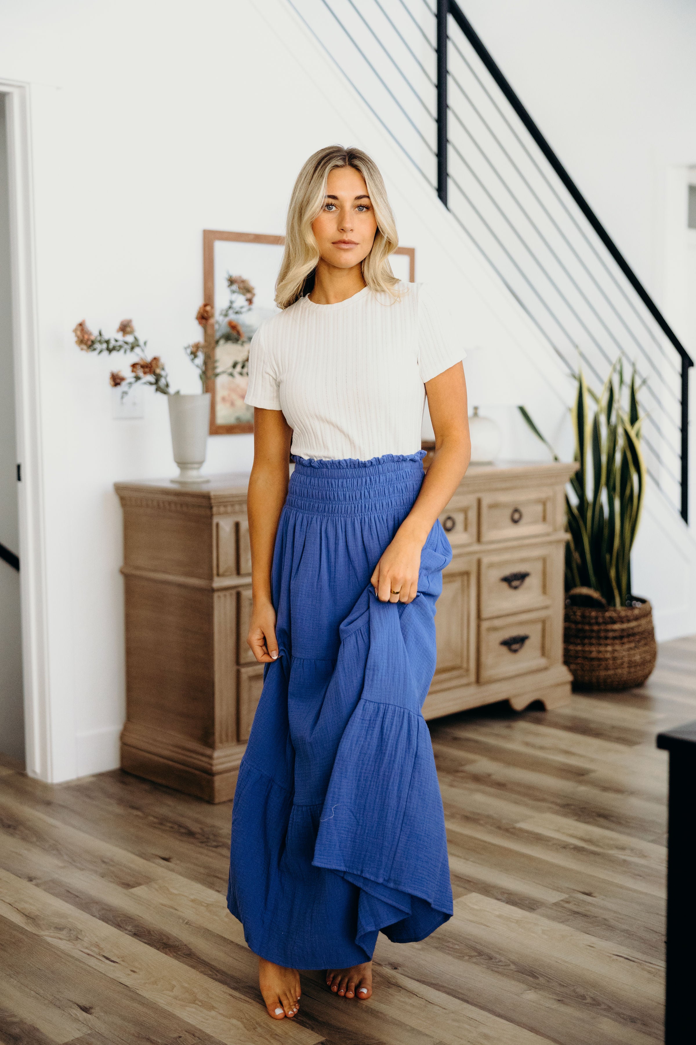 GAUZE MAXI SKIRT IN COBALT BLUE FINAL SALE
