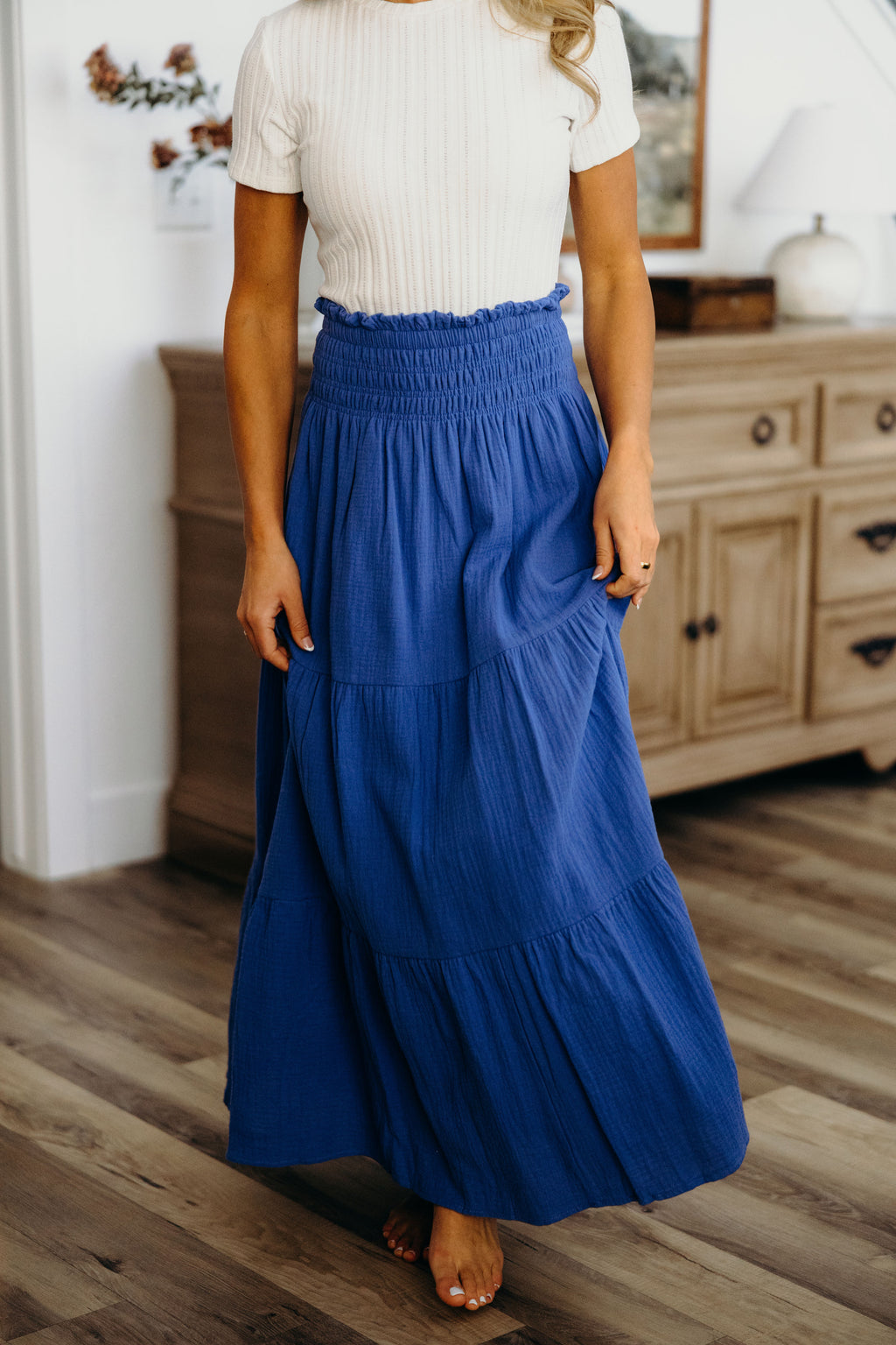 GAUZE MAXI SKIRT IN COBALT BLUE FINAL SALE