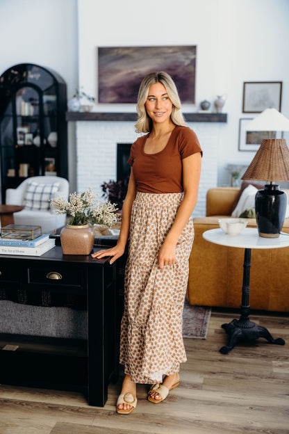 COTTON BOHO SKIRT IN RUSTIC TERRA