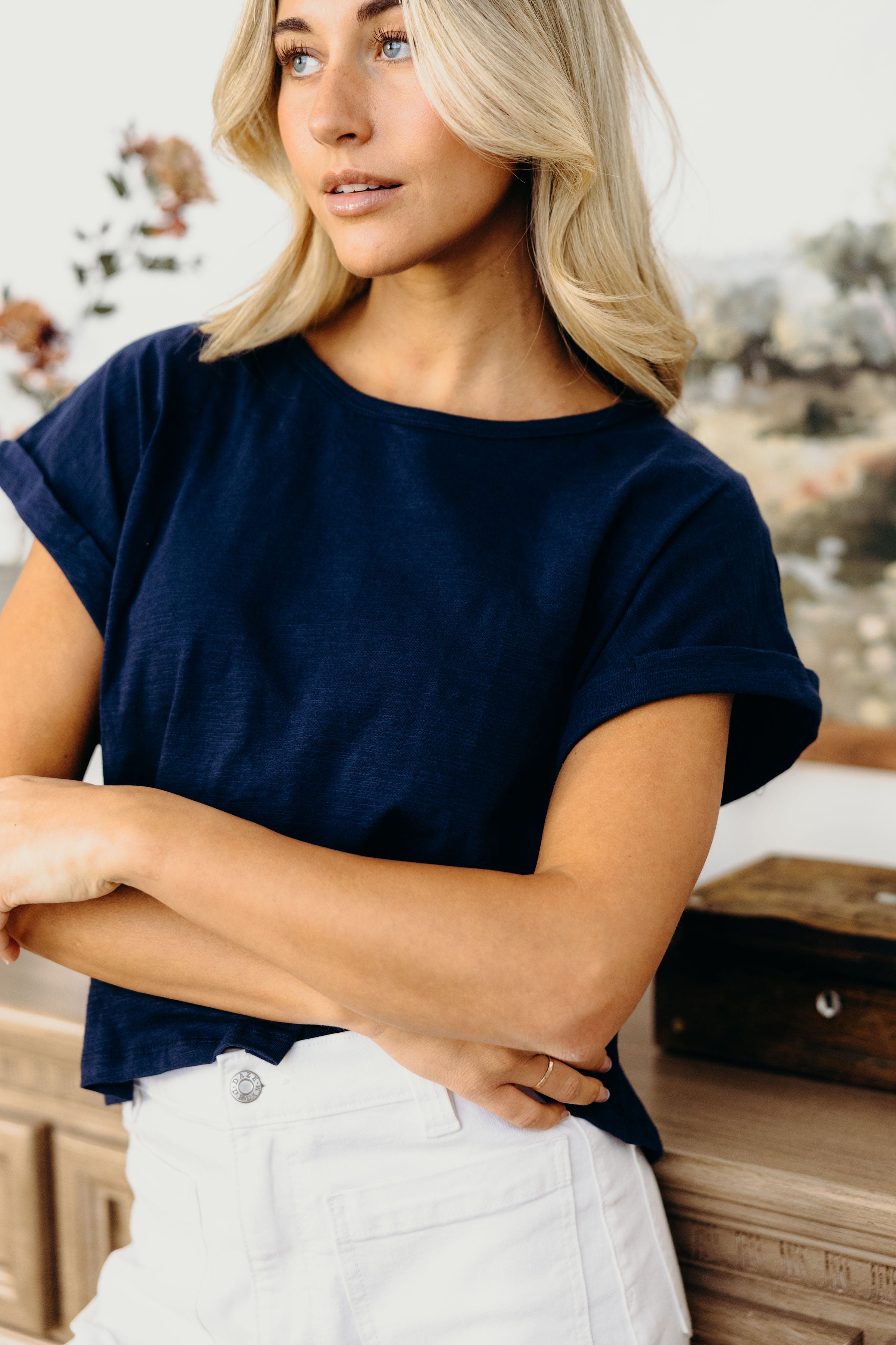 SLUB TEE IN NAVY FINAL SALE