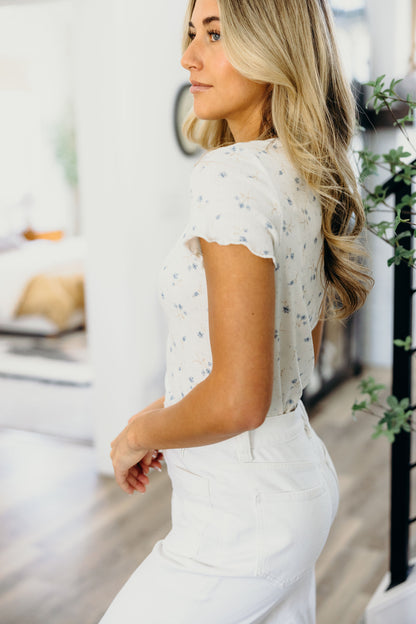 POINTELLE TOP IN BLUEBERRY BUD