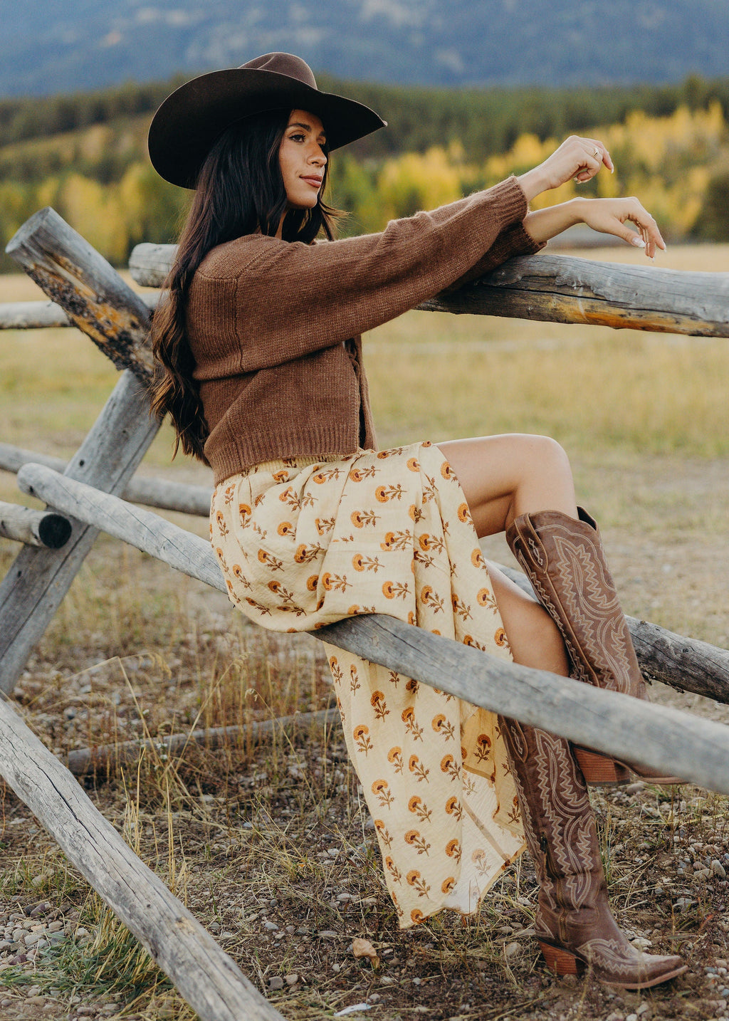 BUTTON FRONT SLIT MAXI IN HARVEST SONG
