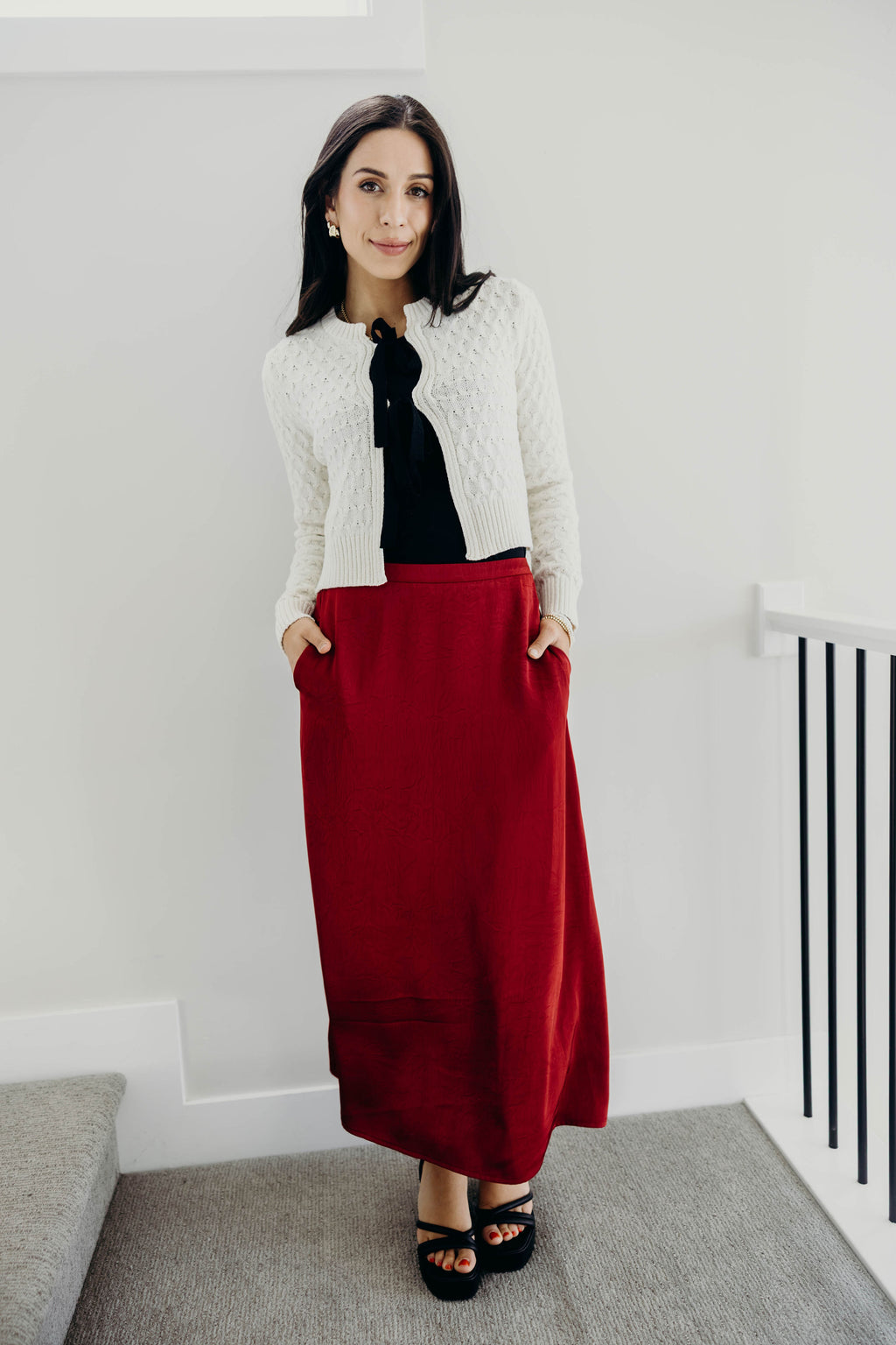 SILK MAXI SKIRT IN FIRED BRICK FINAL SALE