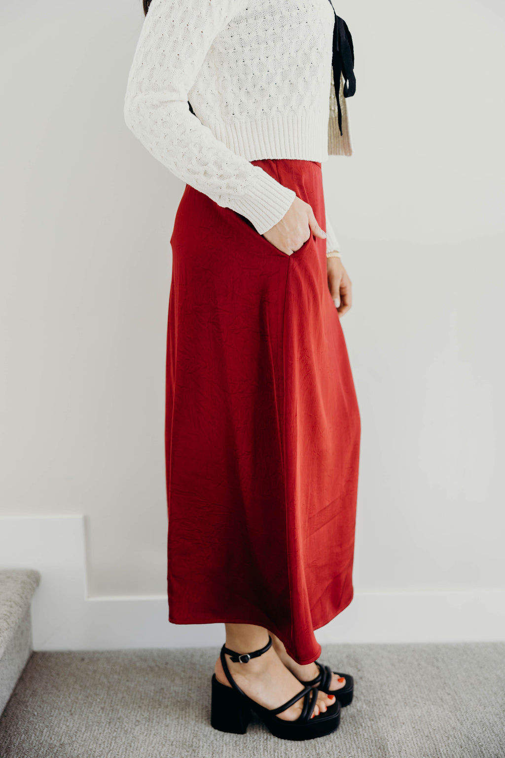 SILK MAXI SKIRT IN FIRED BRICK FINAL SALE