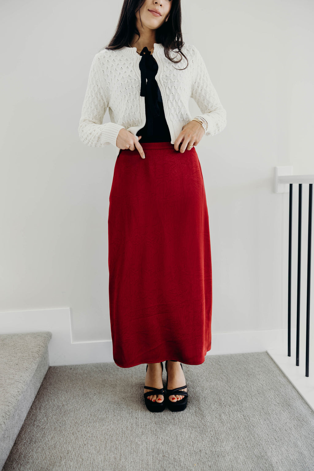 SILK MAXI SKIRT IN FIRED BRICK FINAL SALE