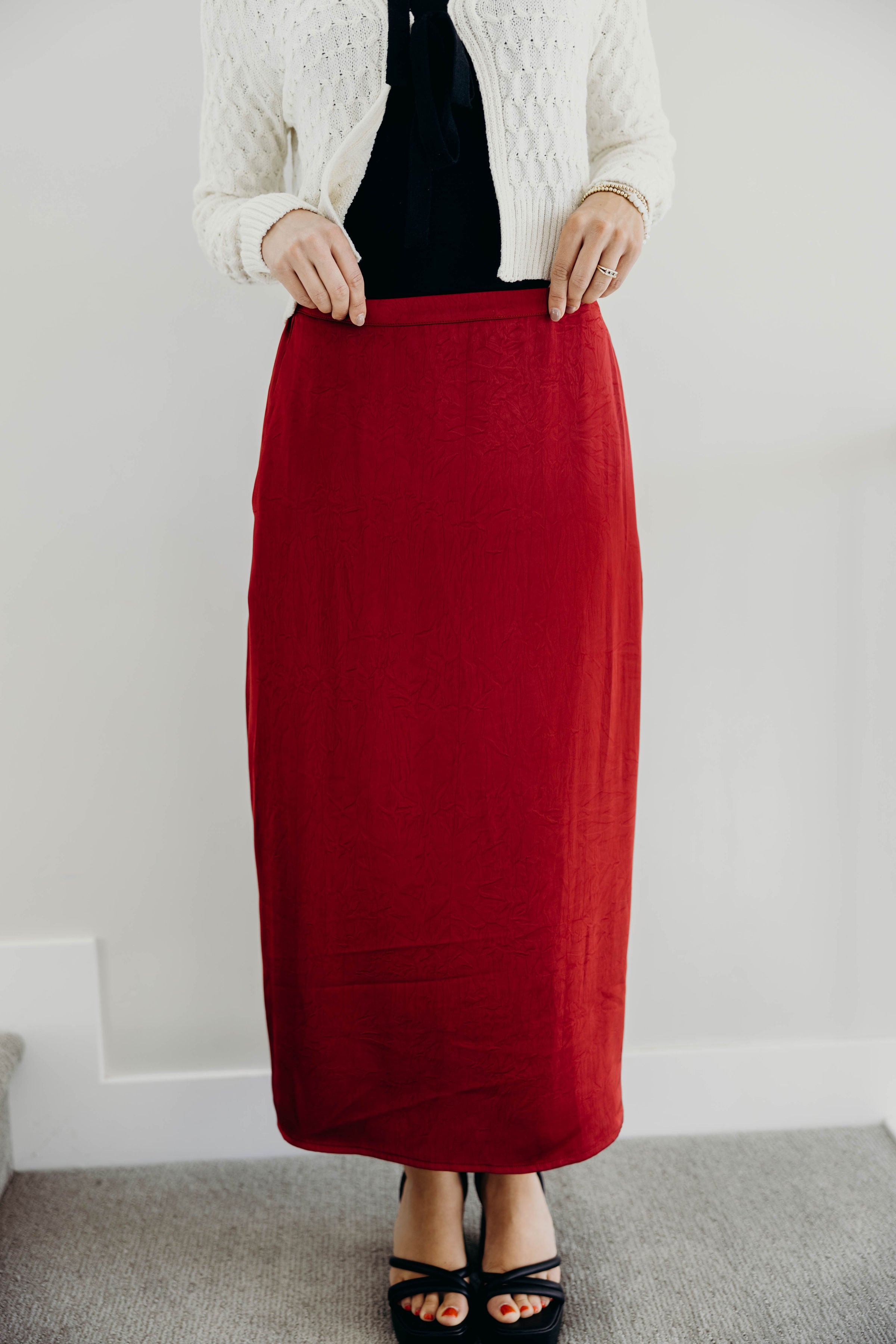 SILK MAXI SKIRT IN FIRED BRICK FINAL SALE