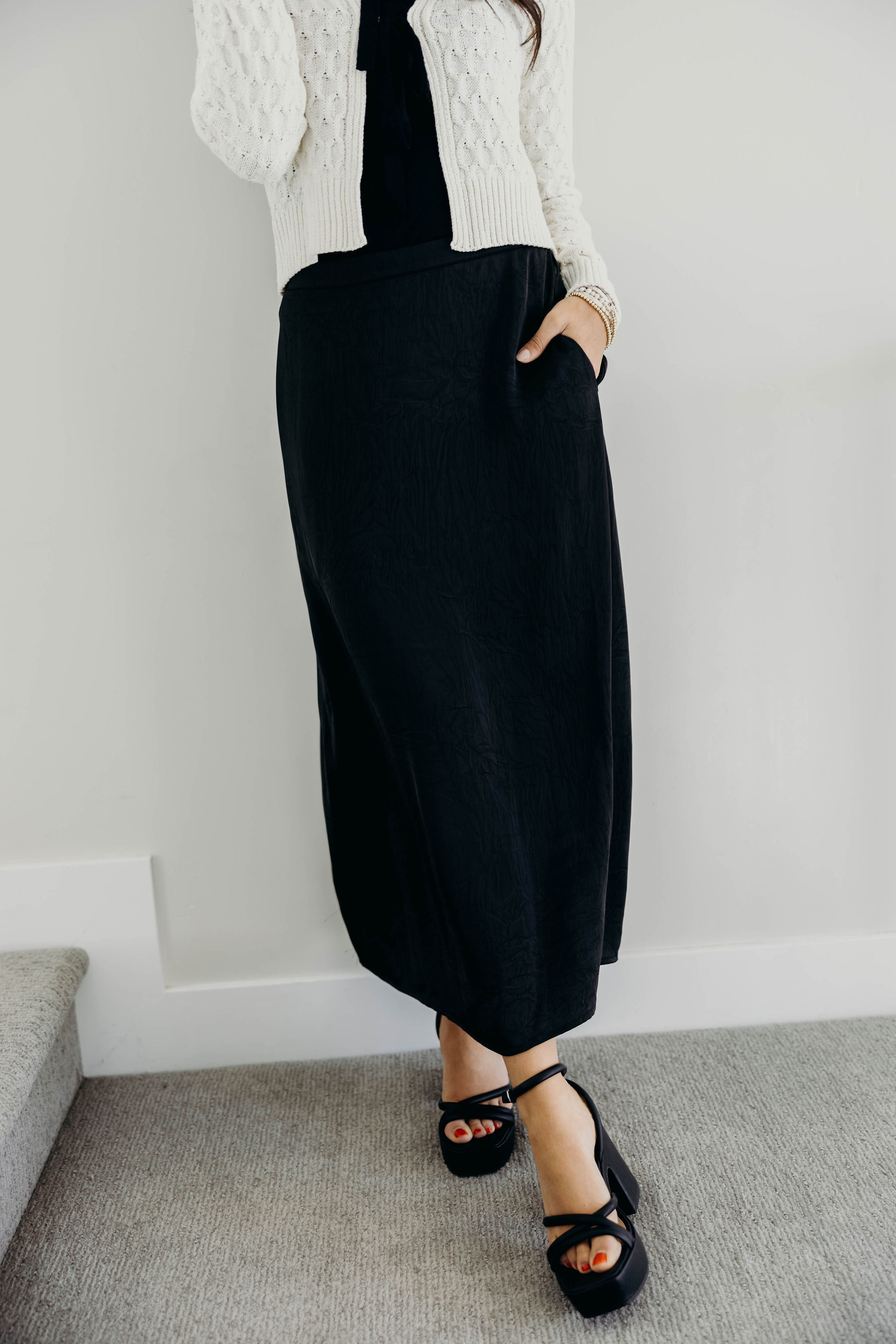 SILK MAXI SKIRT IN BLACK FINAL SALE