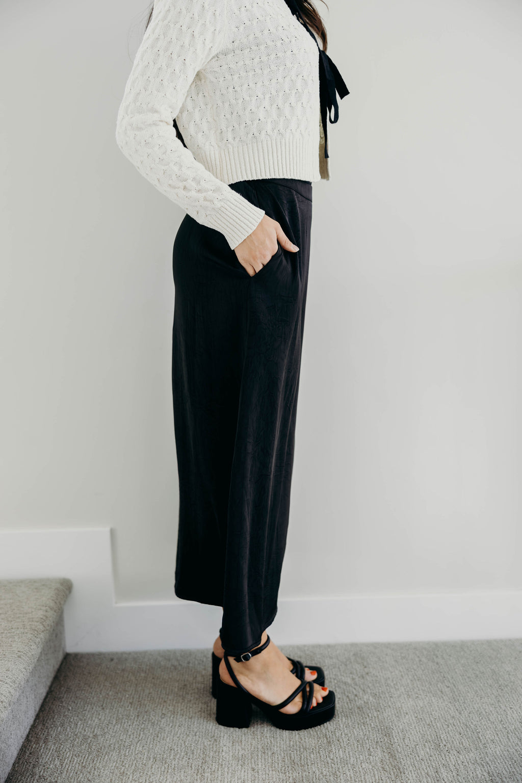 SILK MAXI SKIRT IN BLACK FINAL SALE