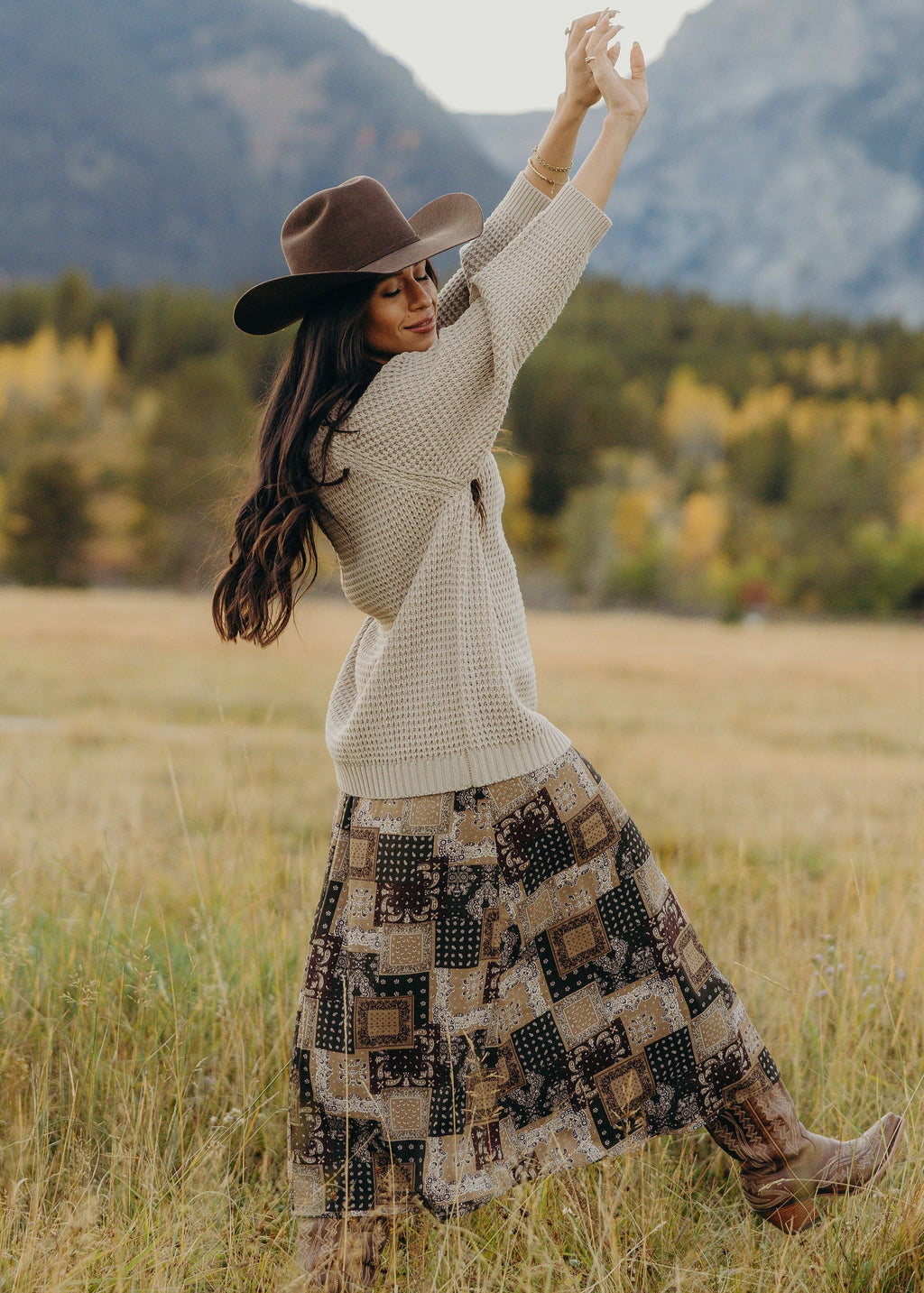 A LINE MAXI SKIRT IN BOHO BANDANA
