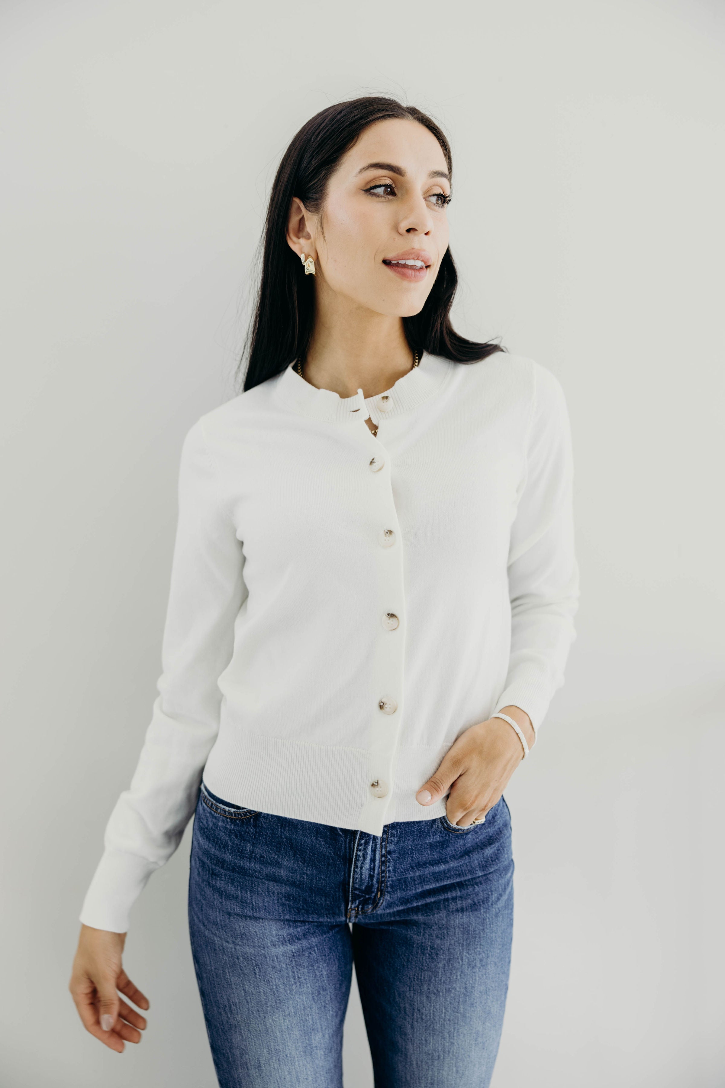 BASIC CARDIGAN IN IVORY