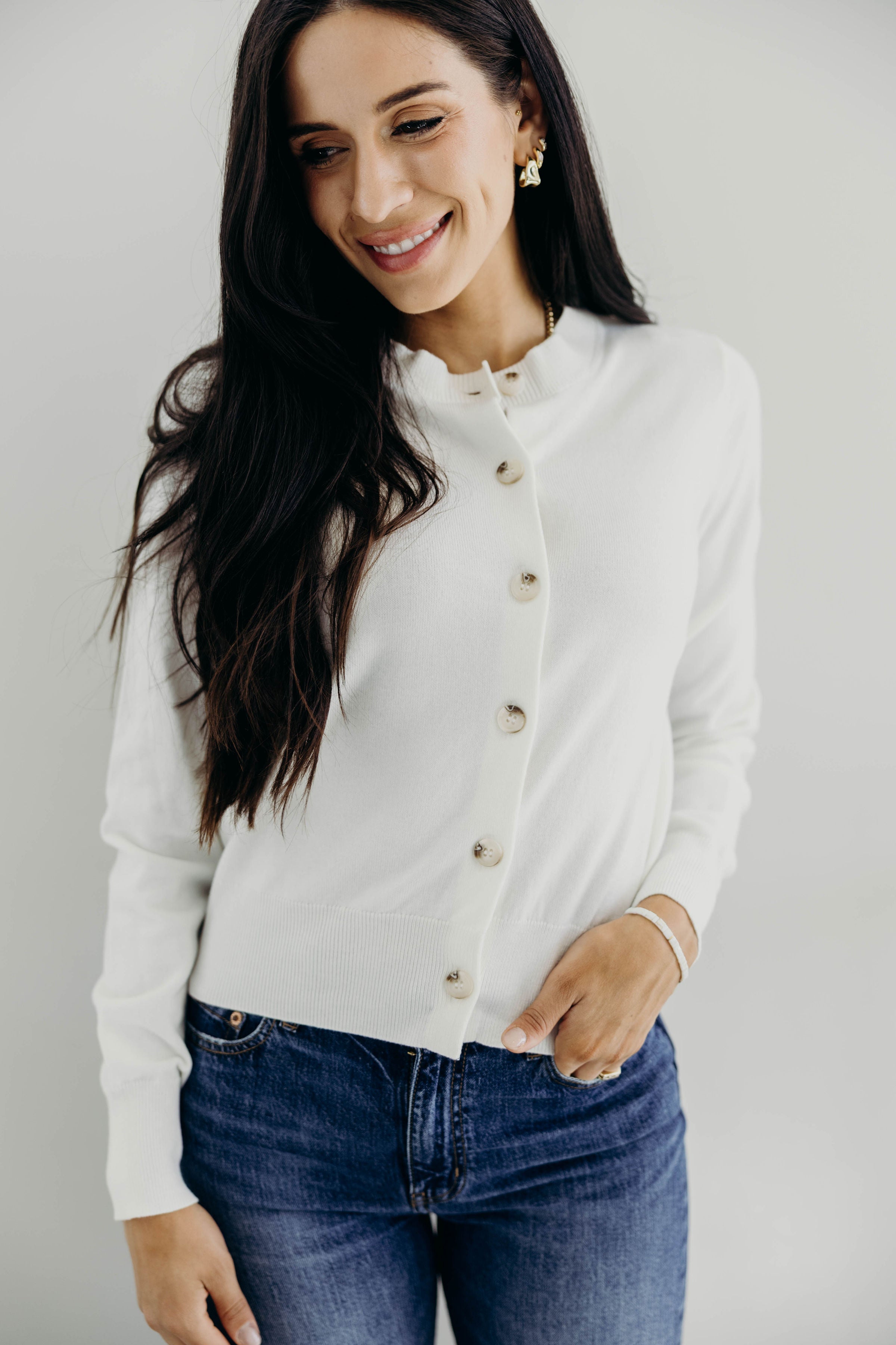 BASIC CARDIGAN IN IVORY