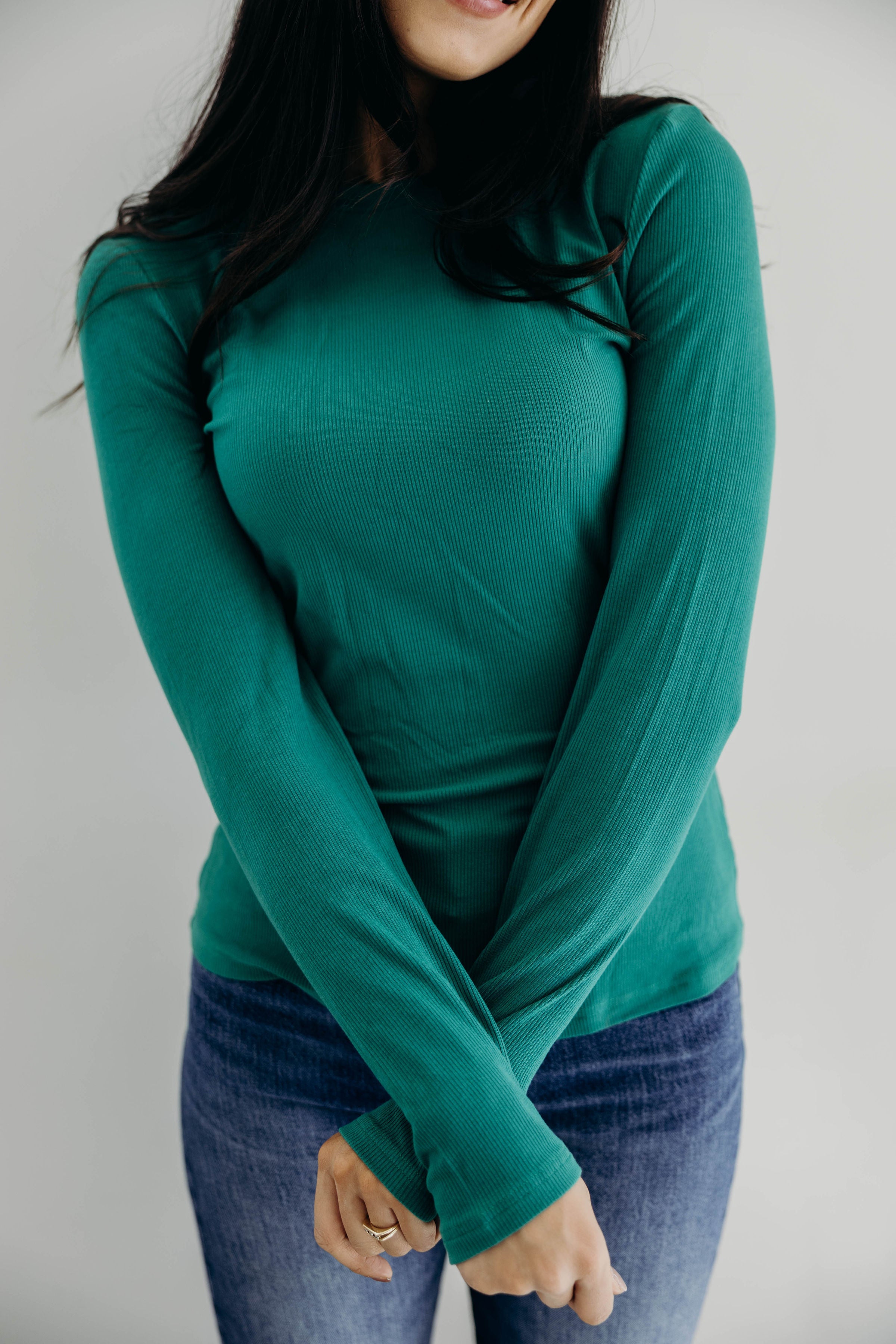 HIGH NECK LONG SLEEVE TEE IN LUSH MEADOW FINAL SALE