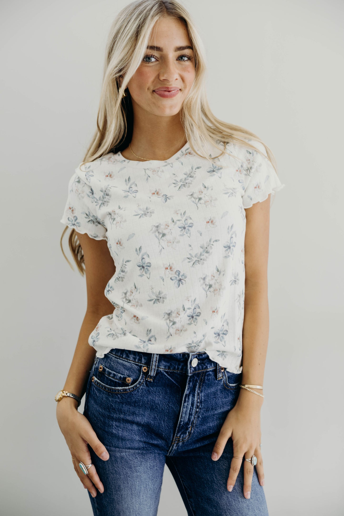 LETTUCE EDGE TEE IN VINTAGE BLUEBELL