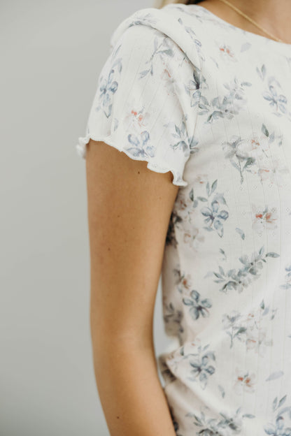 LETTUCE EDGE TEE IN VINTAGE BLUEBELL
