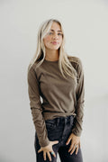 POINTELLE LONG SLEEVE TEE IN BRUSHED SAGE