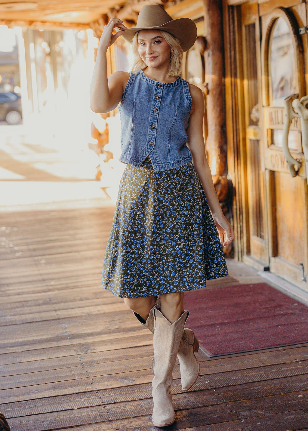 MIDI SLIP SKIRT IN WILD MESA